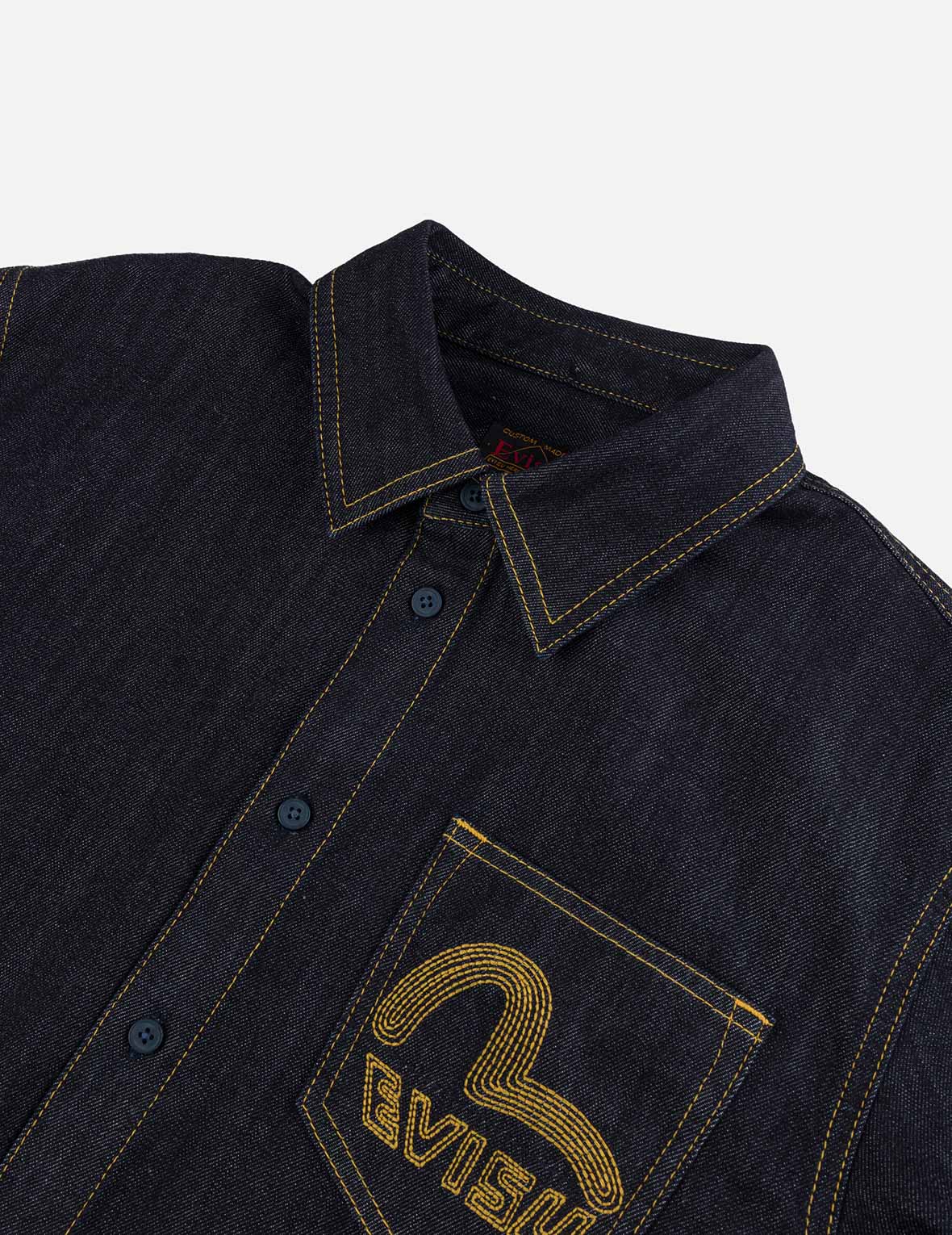 Seagull Embroidery Regular Fit Denim Long-sleeve Shirt