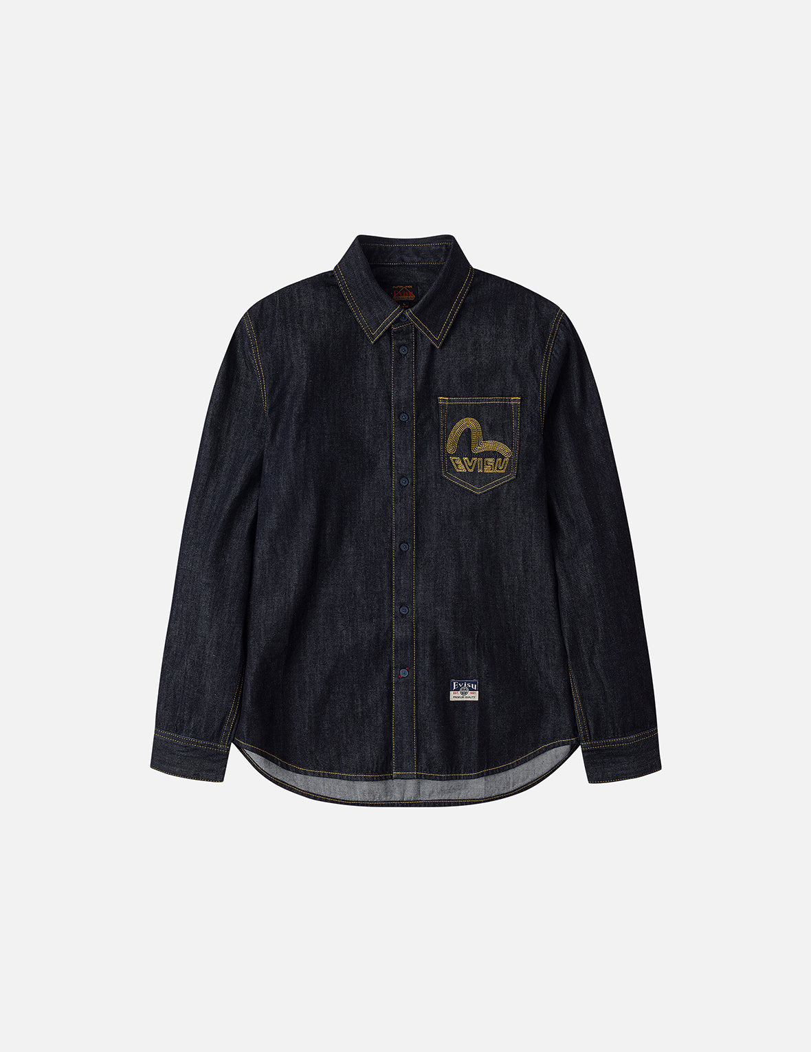 Seagull Embroidery Regular Fit Denim Long-sleeve Shirt