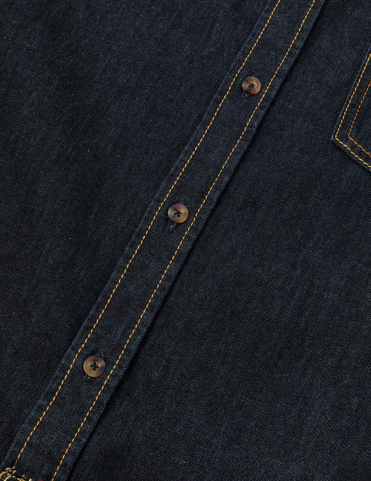 多口袋和織錦海鷗刺繡常規版型牛仔襯衣