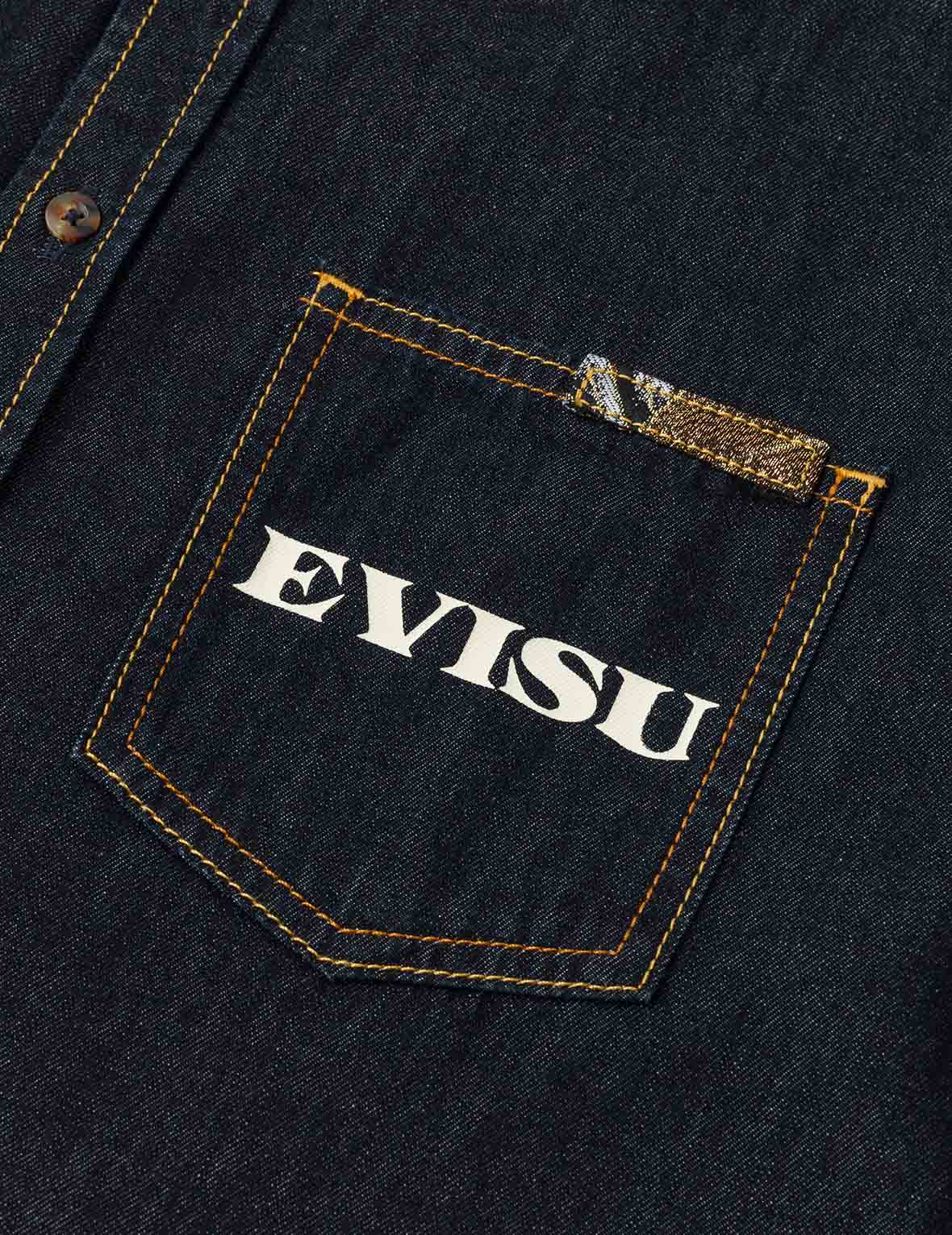 多口袋和織錦海鷗刺繡常規版型牛仔襯衣