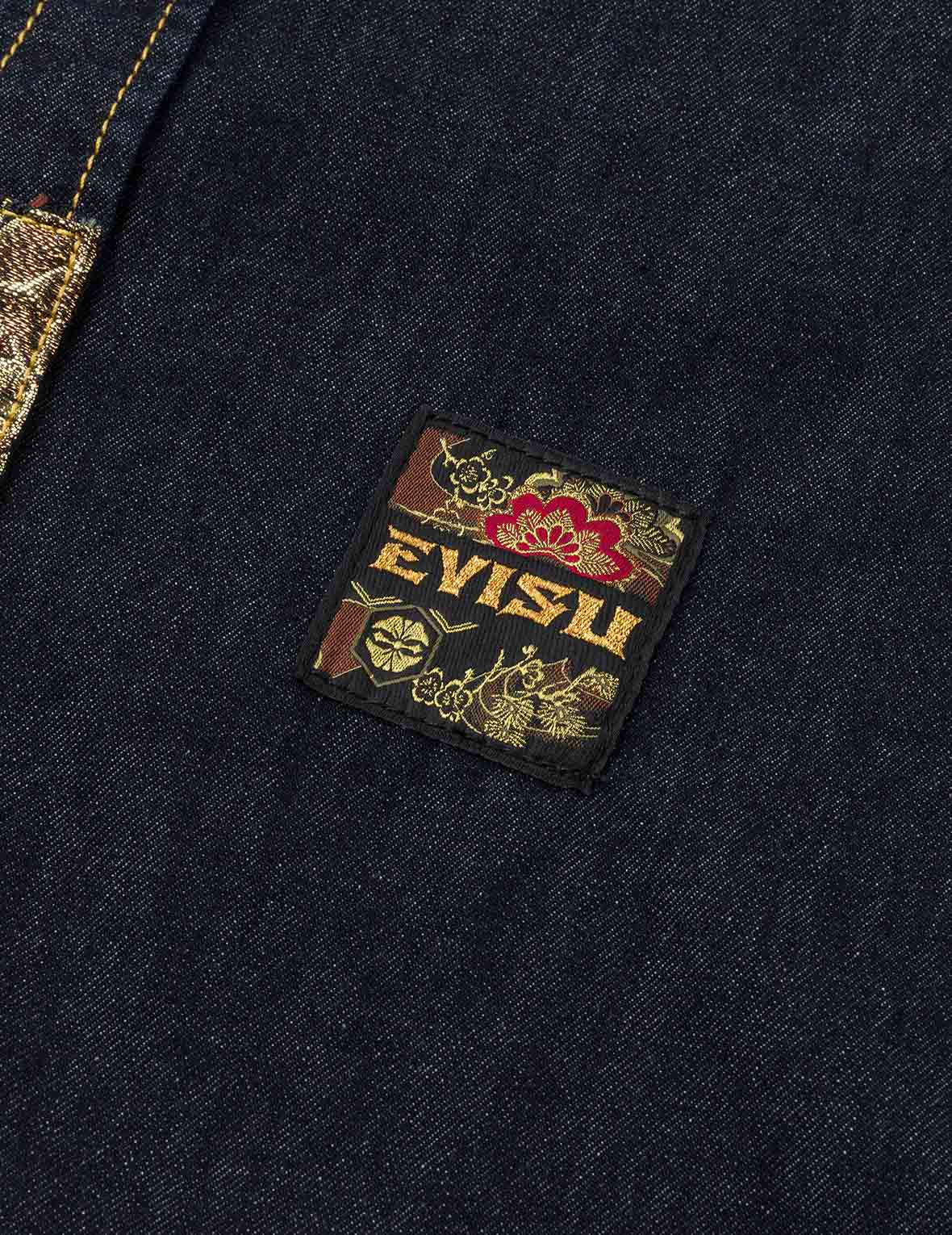 多口袋和織錦海鷗刺繡常規版型牛仔襯衣