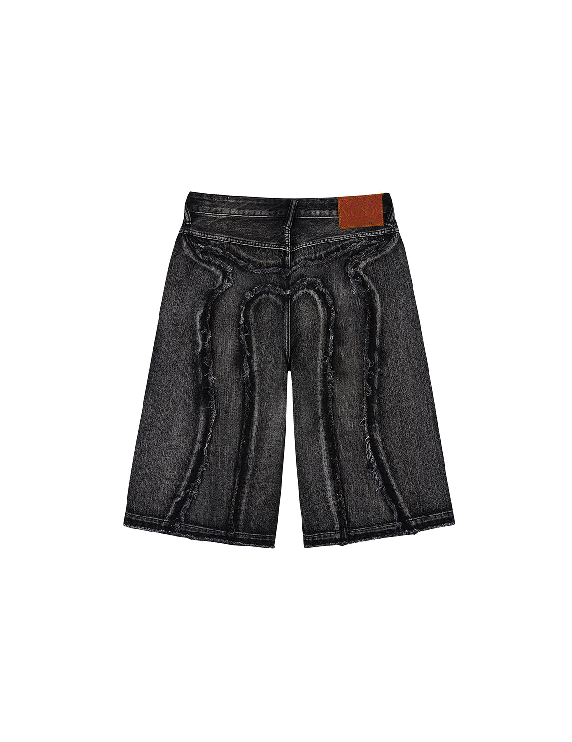 Distressed Daicock Print Fashion Fit Denim Shorts