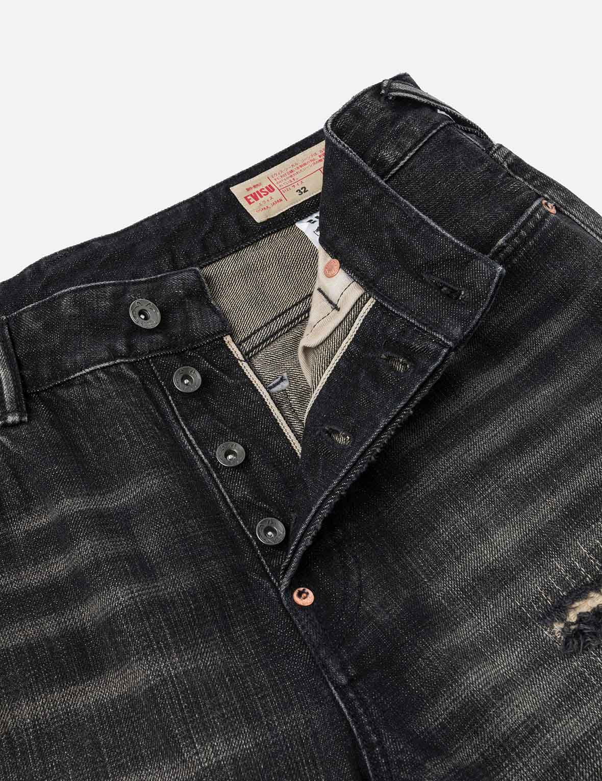 7口袋設計洗水休破洞休閒牛仔褲 #2030