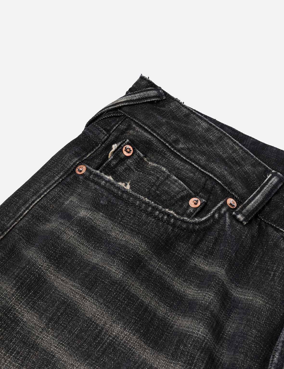 7口袋設計洗水休破洞休閒牛仔褲 #2030