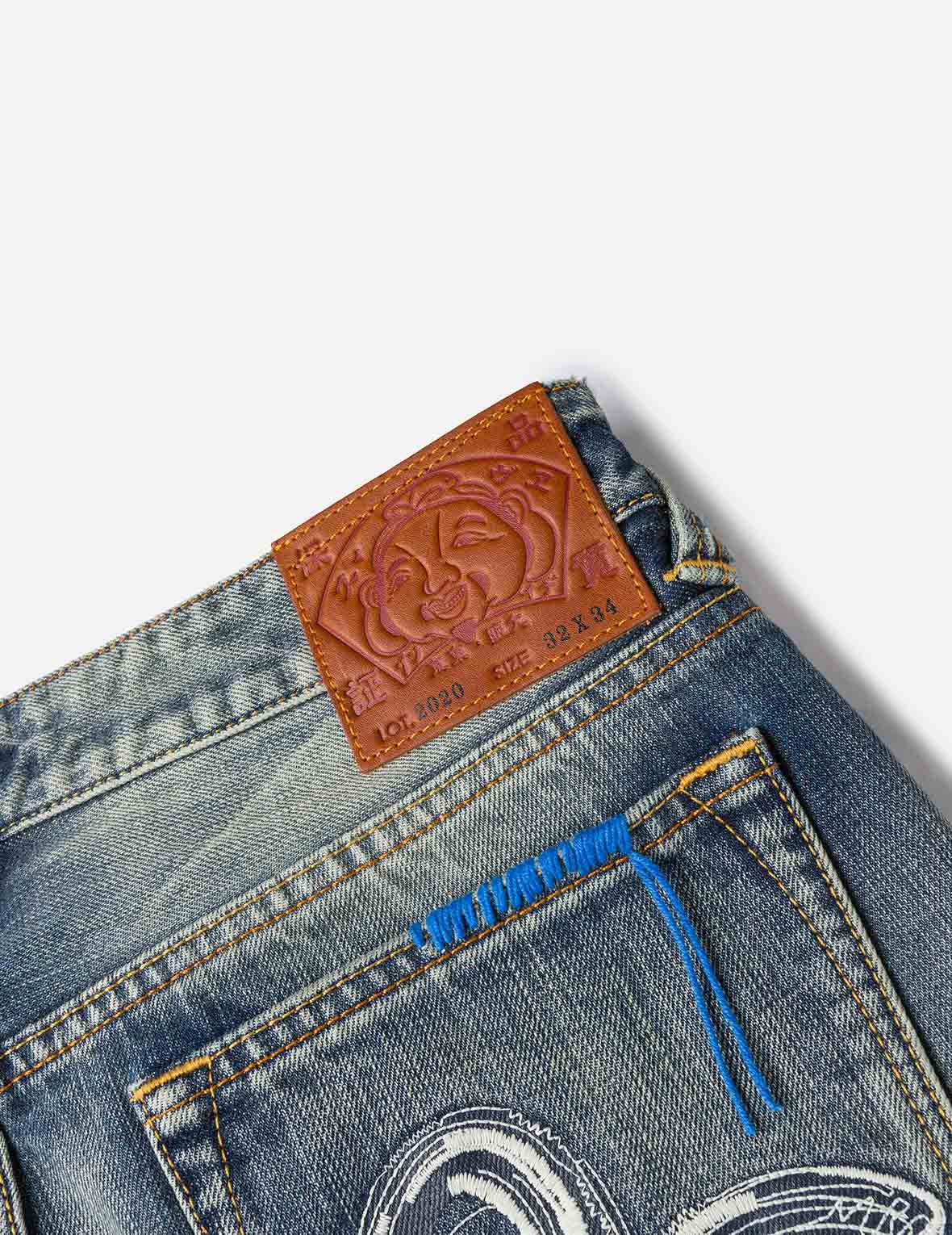 7 口袋設計海鷗刺繡洗水常規牛仔褲 #2020