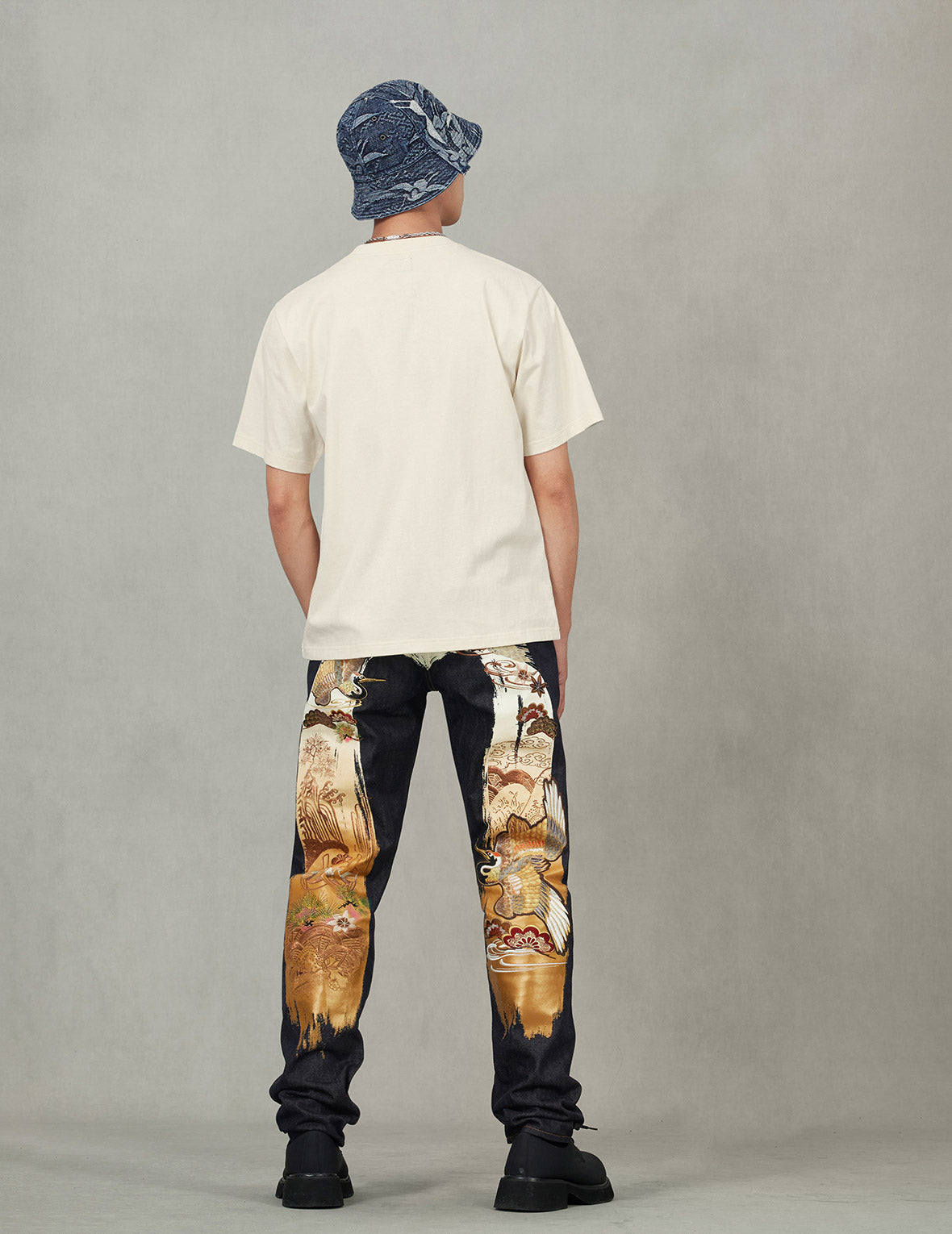 Grateful Crane Daicock Print Taper Jeans