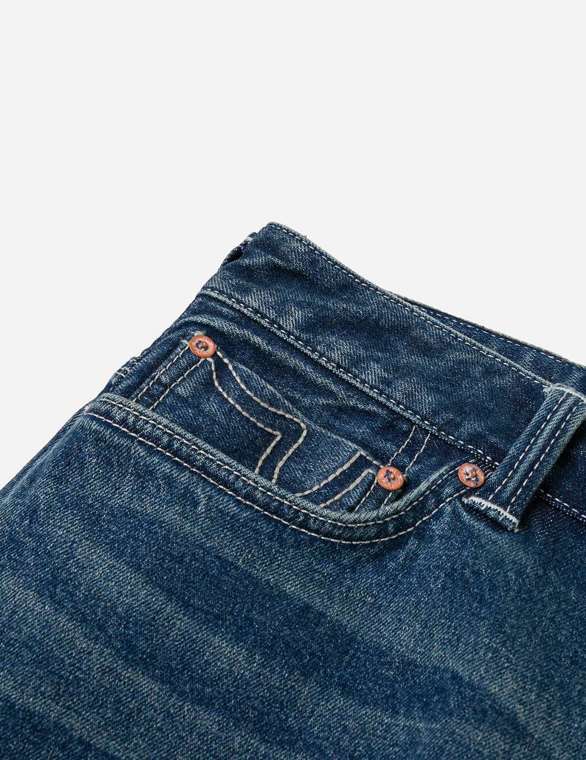 手刷千鳥格大M印花水洗修身牛仔褲 #2010