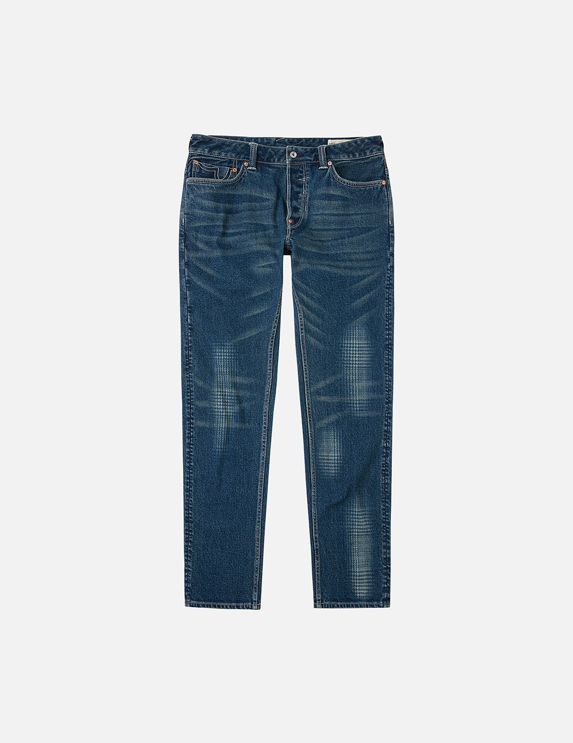 手刷千鳥格大M印花水洗修身牛仔褲 #2010