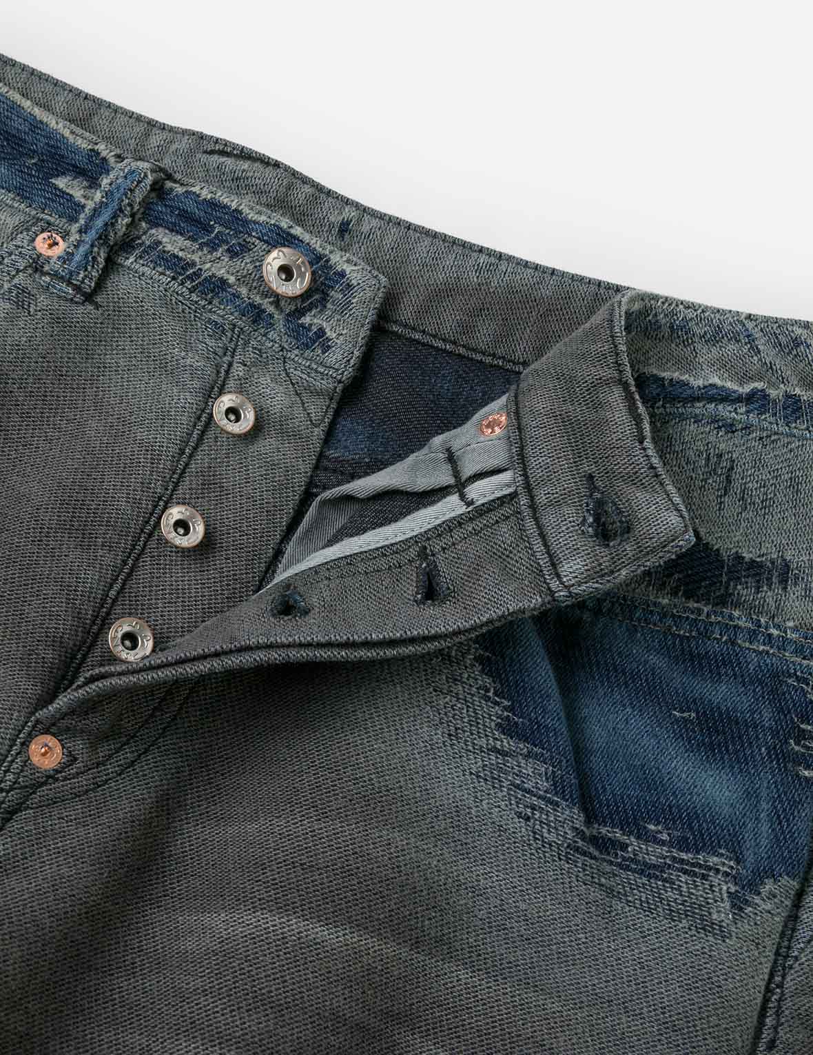 Washed Distressed Seagull Print 3D Cut Jeans