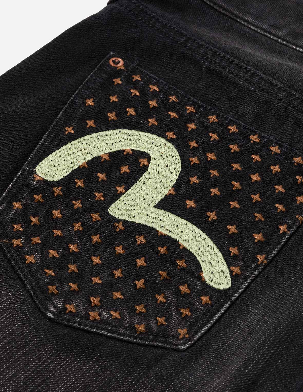 Washed Deconstructed Sashiko Relax Fit Jeans #2030