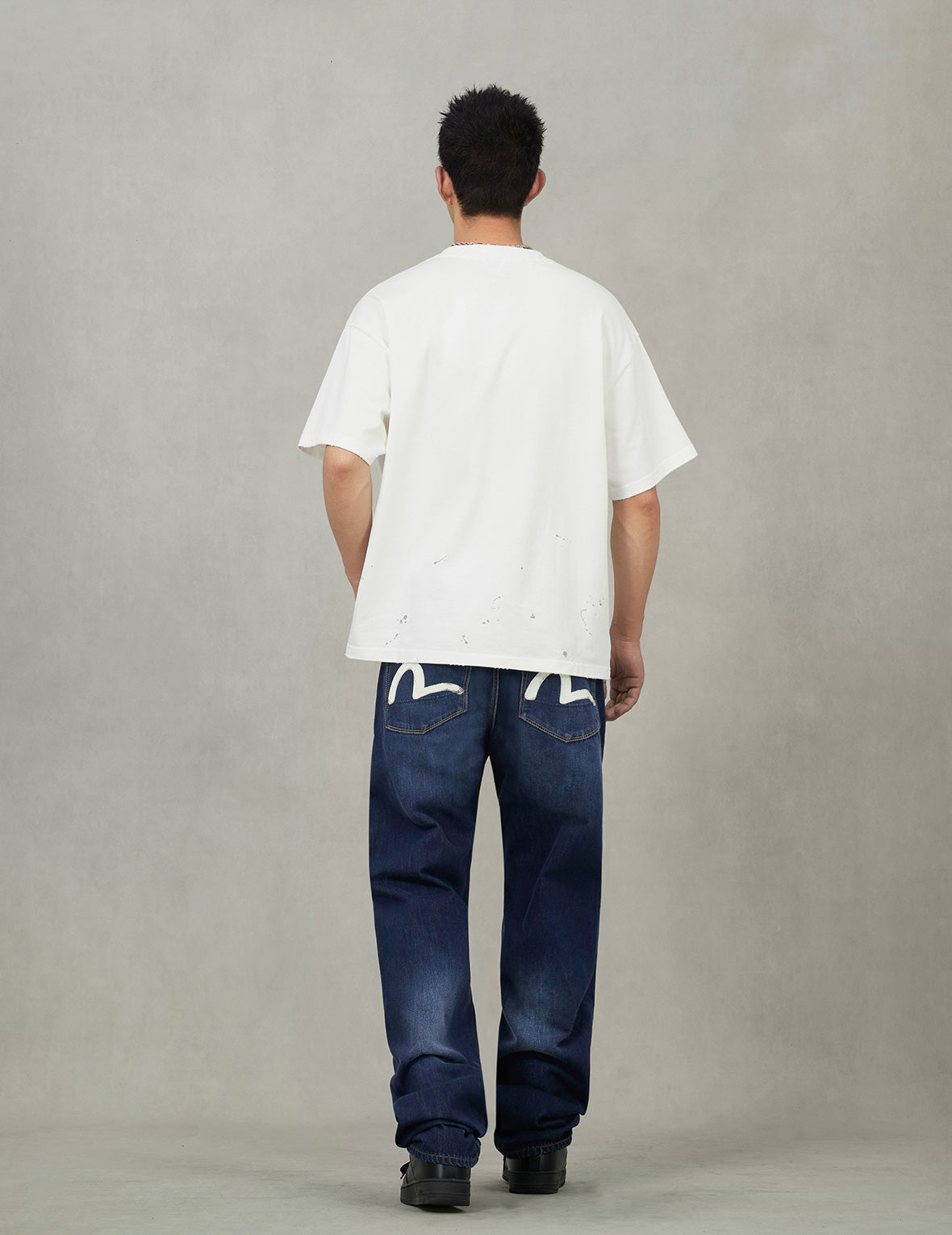 Ecru Brushstoke Seagull Print Regular Fit Jeans #2020