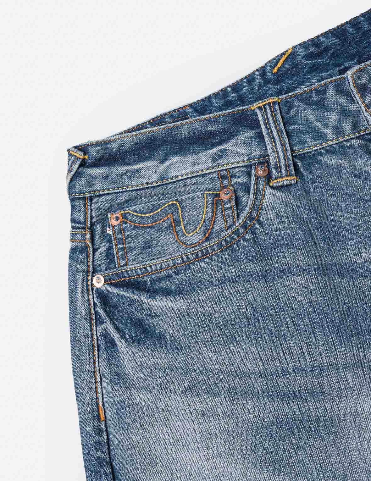 米白色大M印花寬鬆版型牛仔褲 #2038