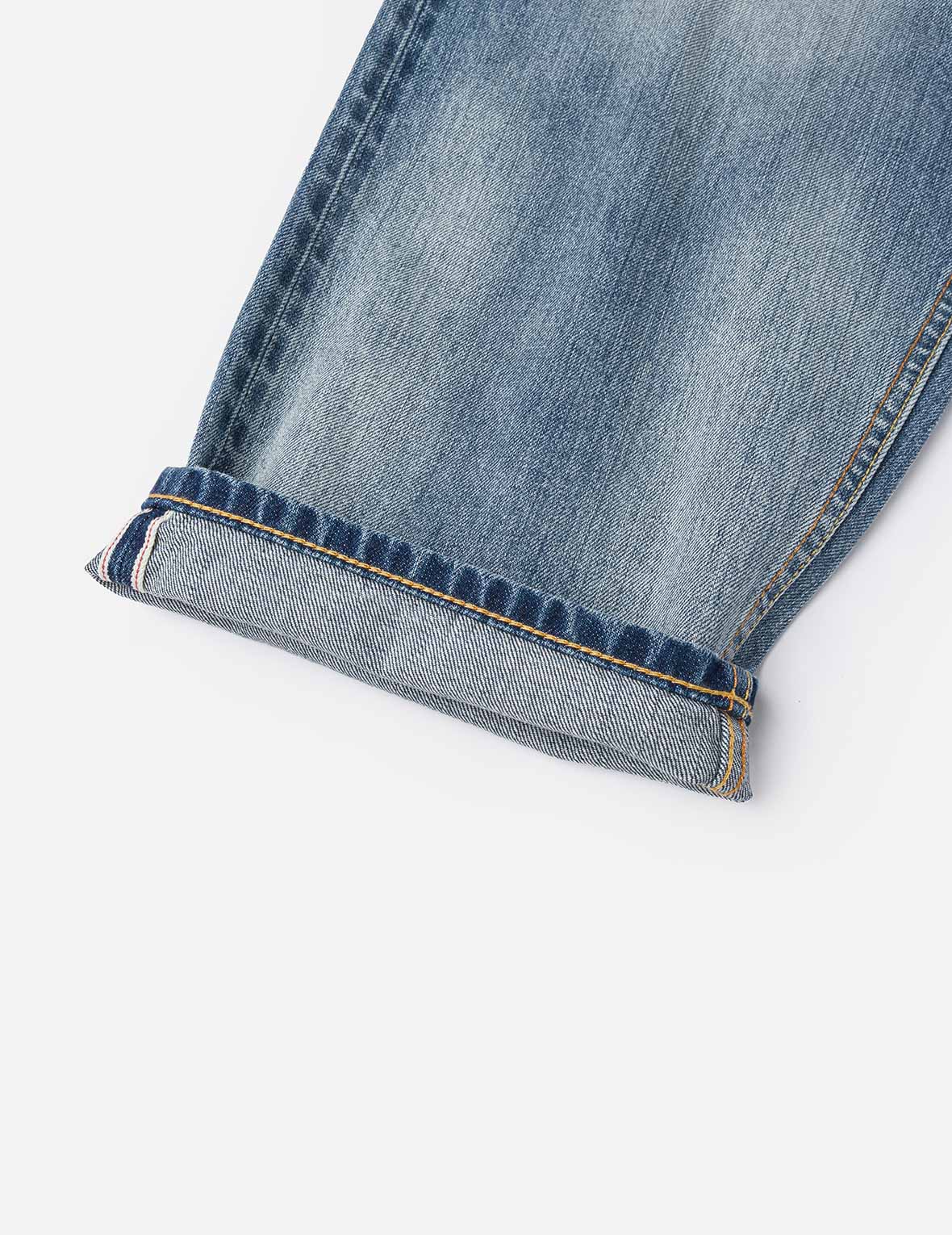 米白色大M印花寬鬆版型牛仔褲 #2038