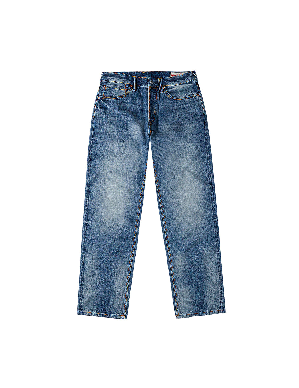 黃色大M印花常規牛仔褲 #2020