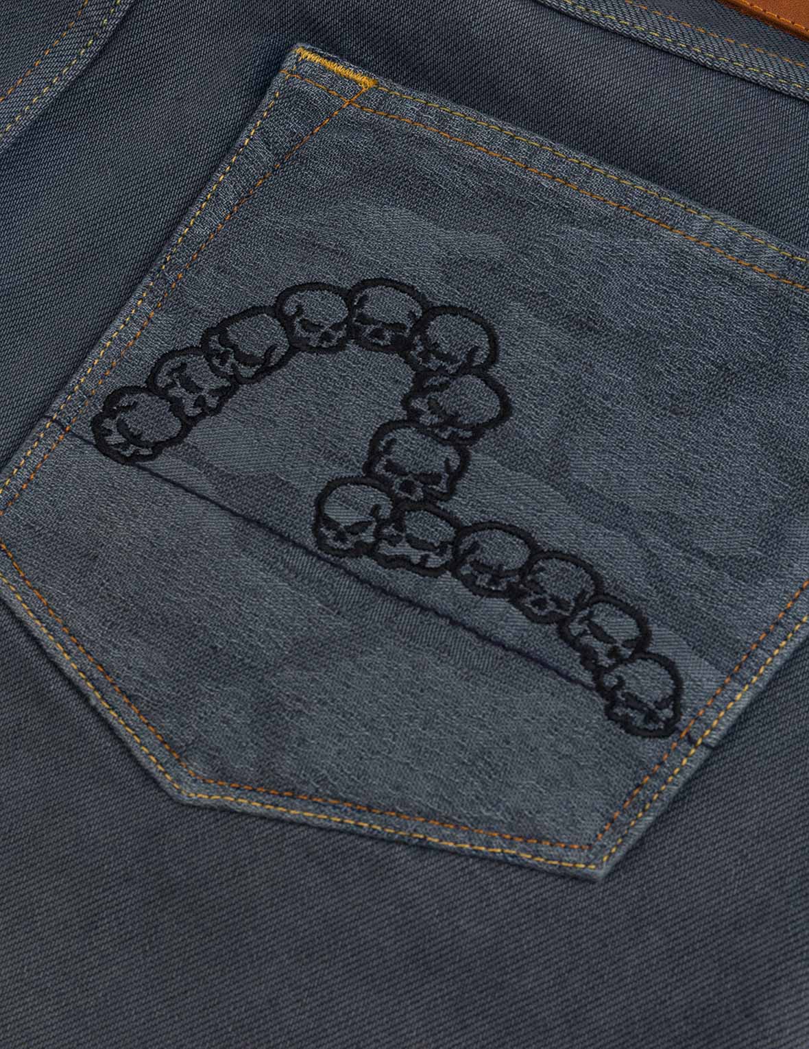 Skull Seagull Print Pockets Fashion Fit Denim Jeans