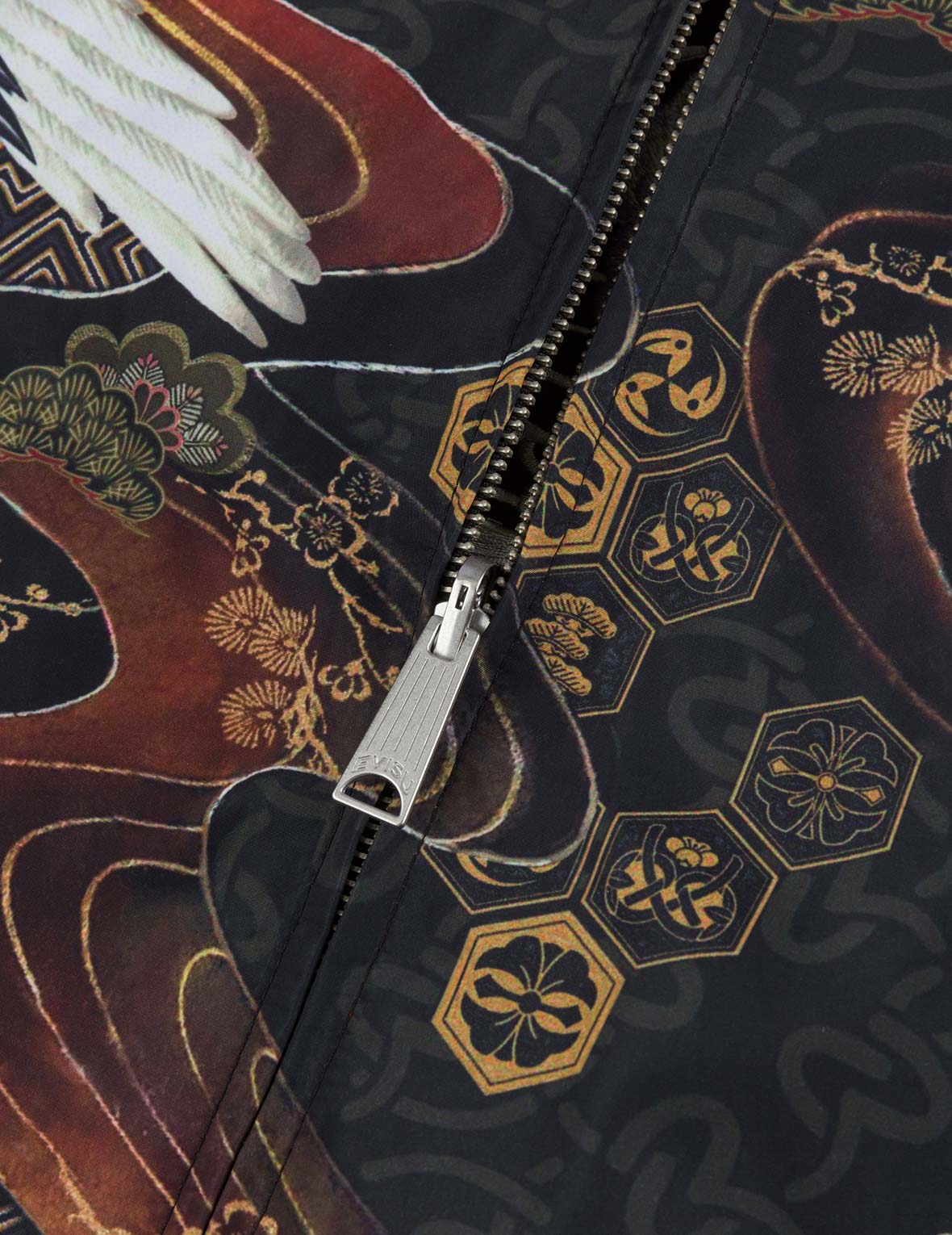 Crane and Logo Embroidery Regular Fit Reversible Bomber Jacket