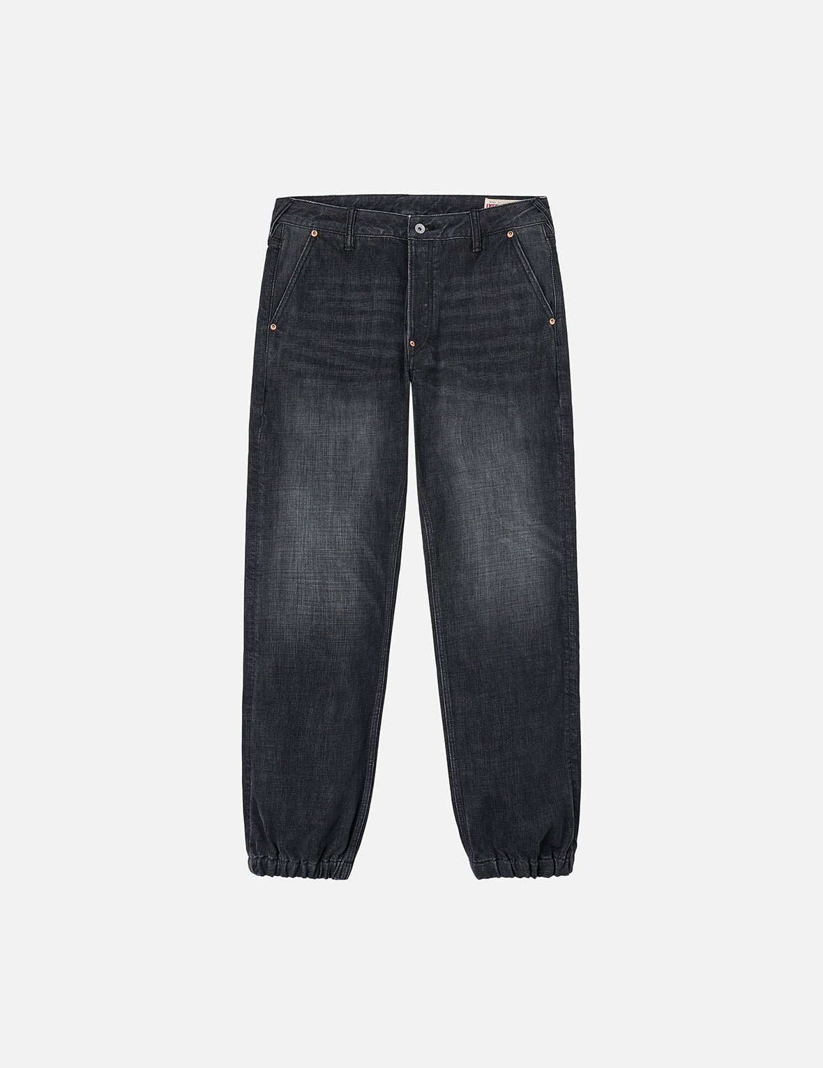 洗水海鷗和商標浮雕壓花常規版型束口牛仔褲