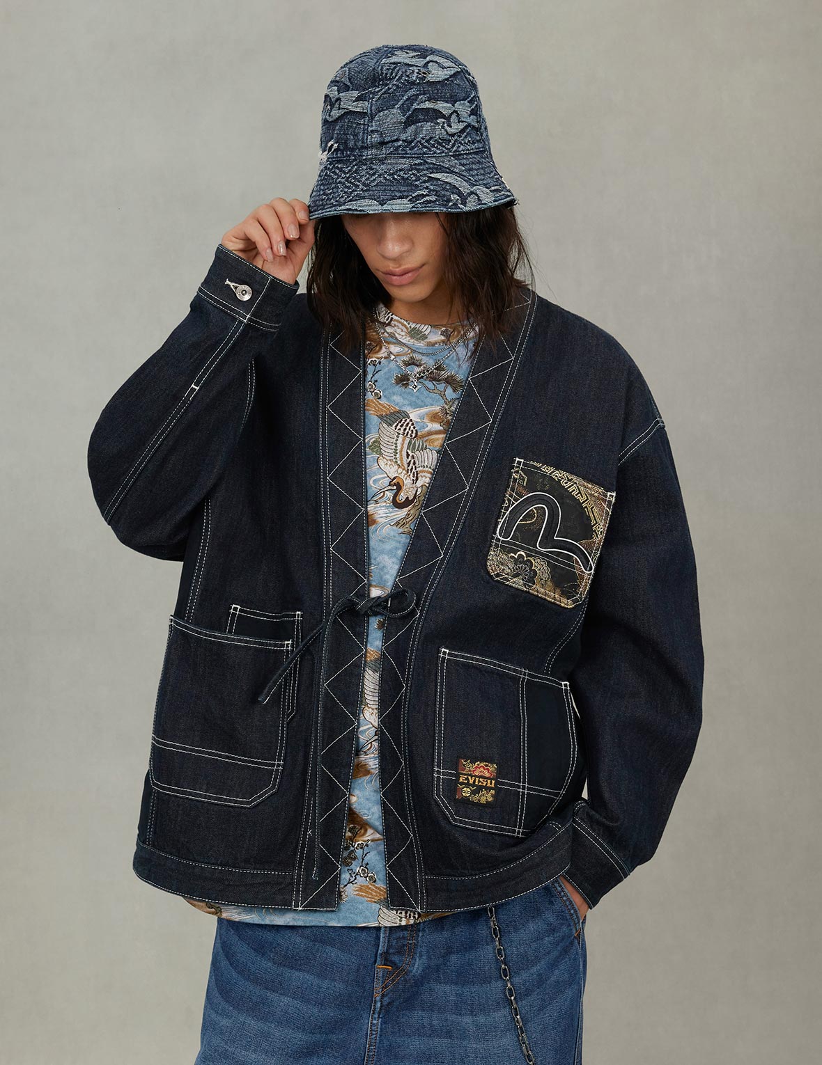 織錦貼布多口袋寬版休閒服外套