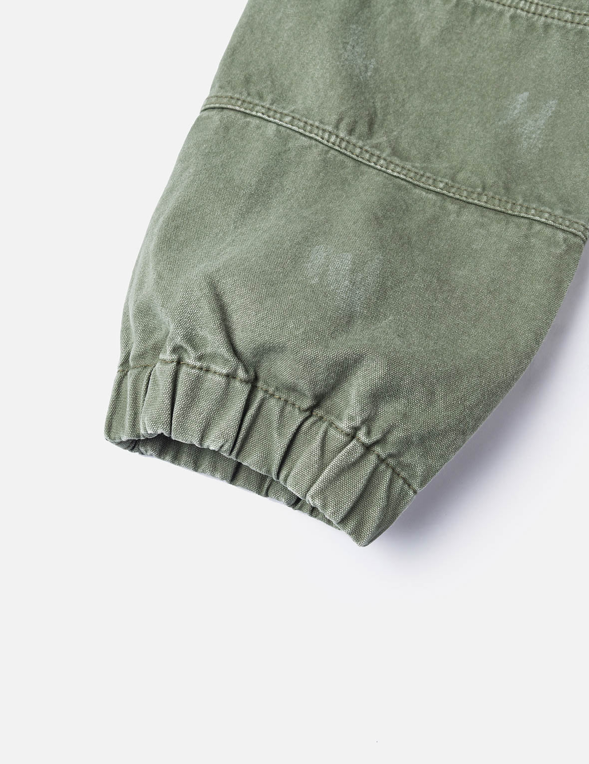 雙重海鷗印花寬版洗水梭織束口工裝褲