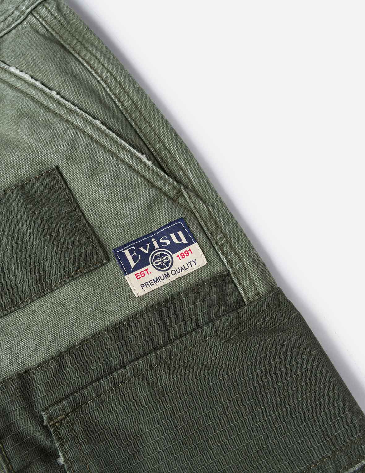 雙重海鷗印花寬版洗水梭織束口工裝褲