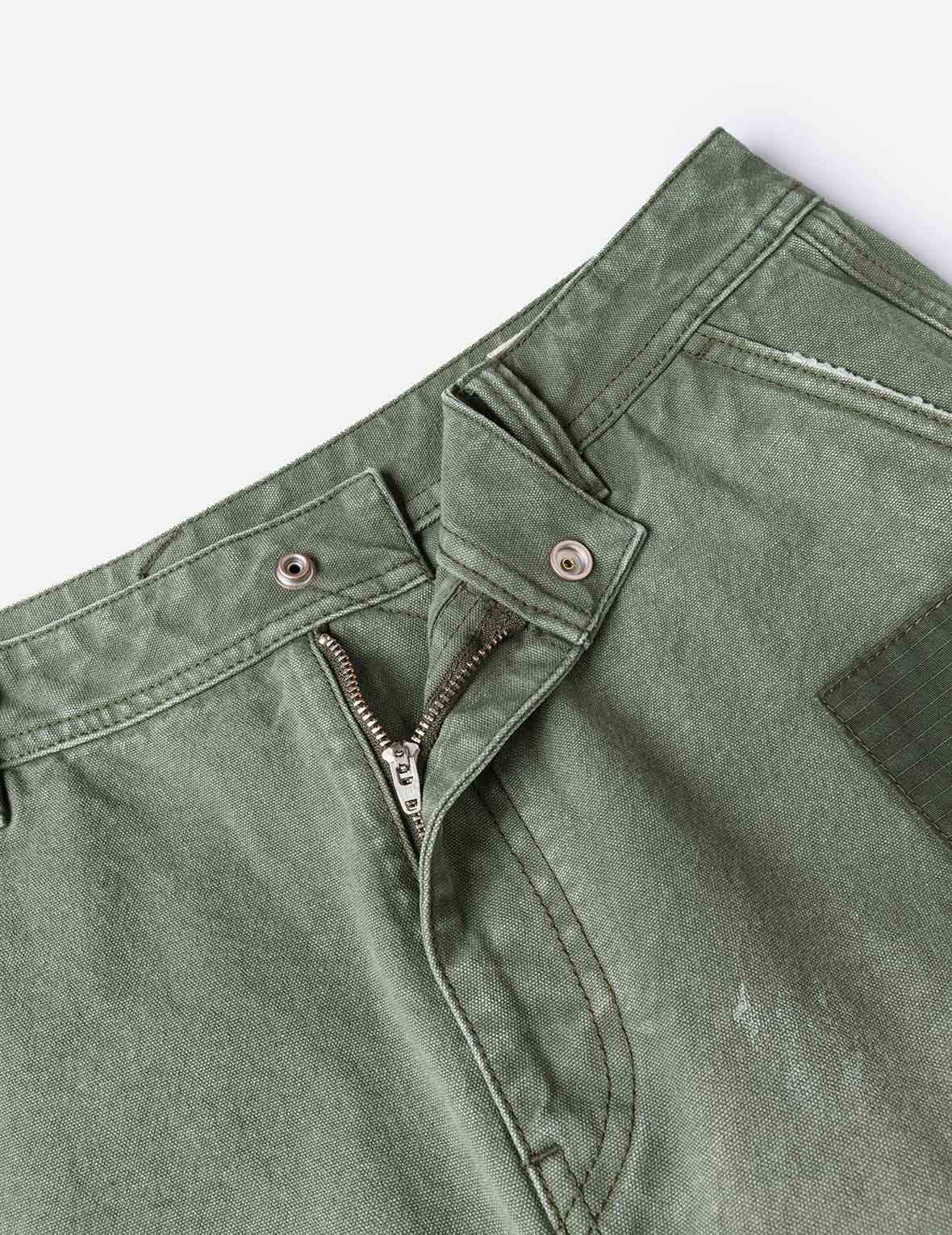 雙重海鷗印花寬版洗水梭織束口工裝褲