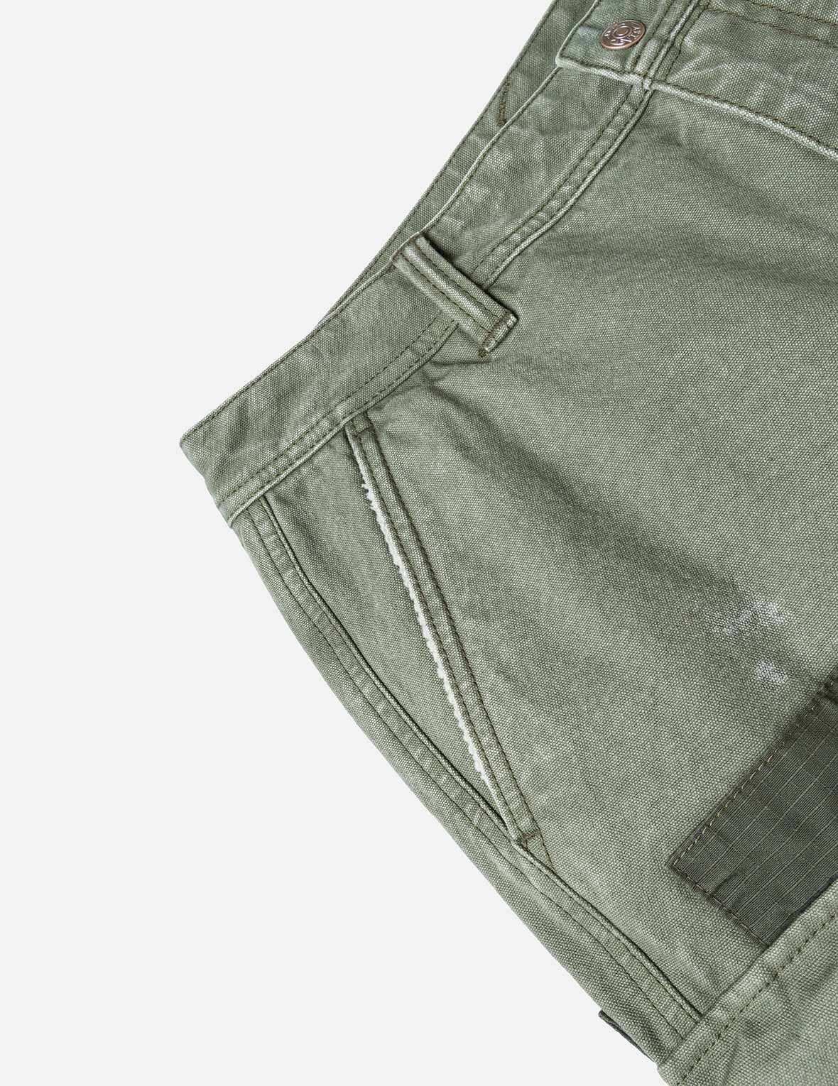 雙重海鷗印花寬版洗水梭織束口工裝褲