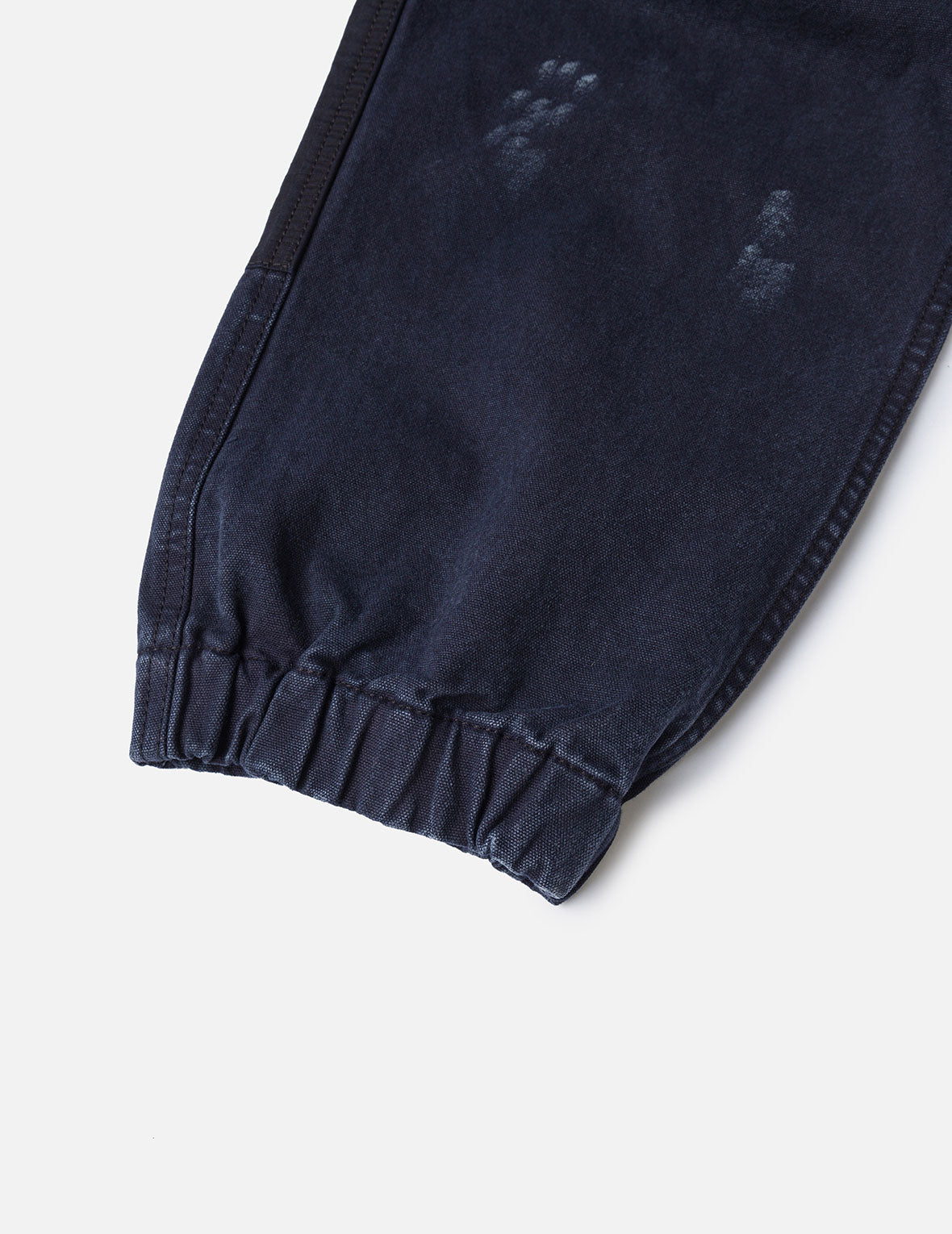 雙重海鷗印花寬版洗水梭織束口工裝褲