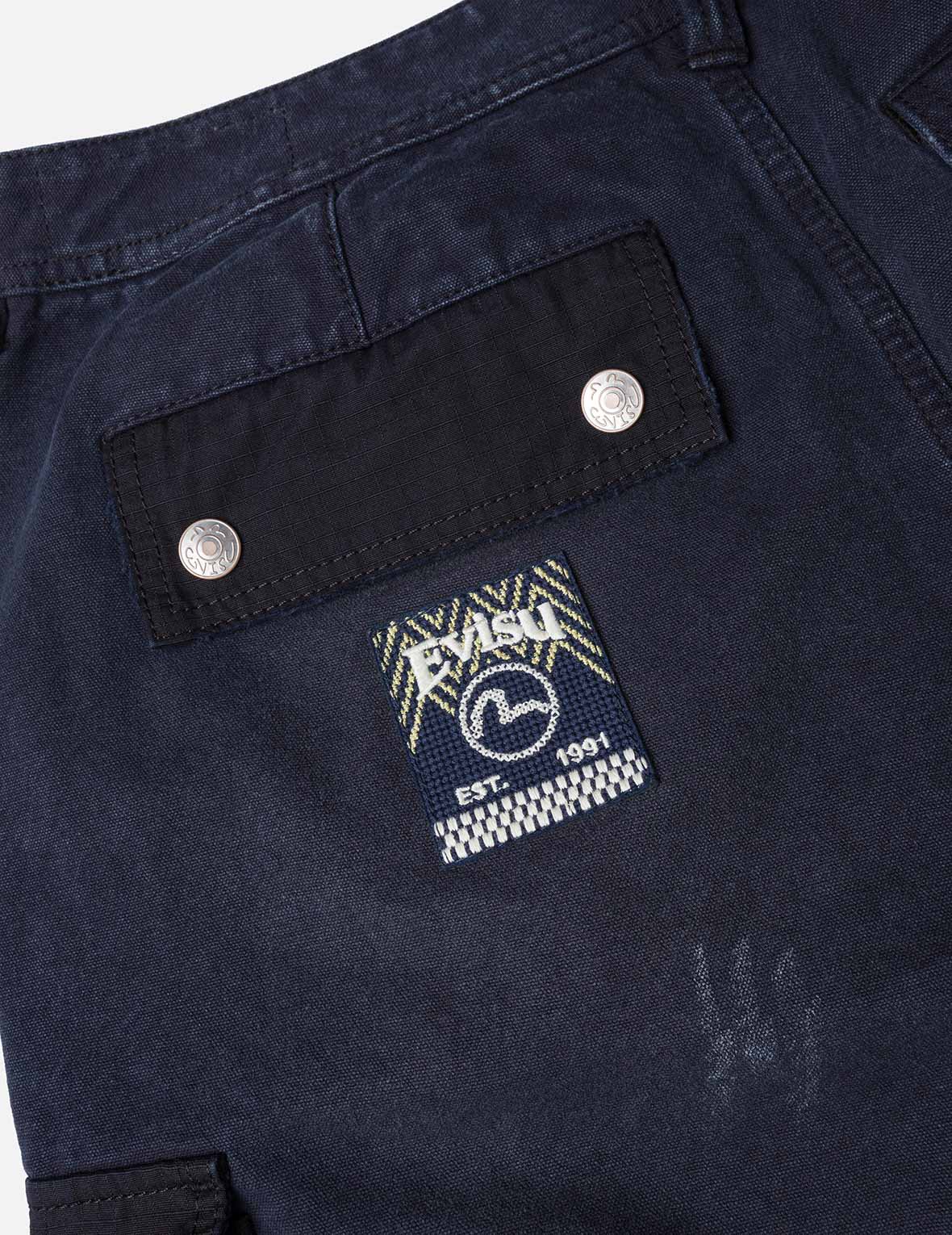 雙重海鷗印花寬版洗水梭織束口工裝褲