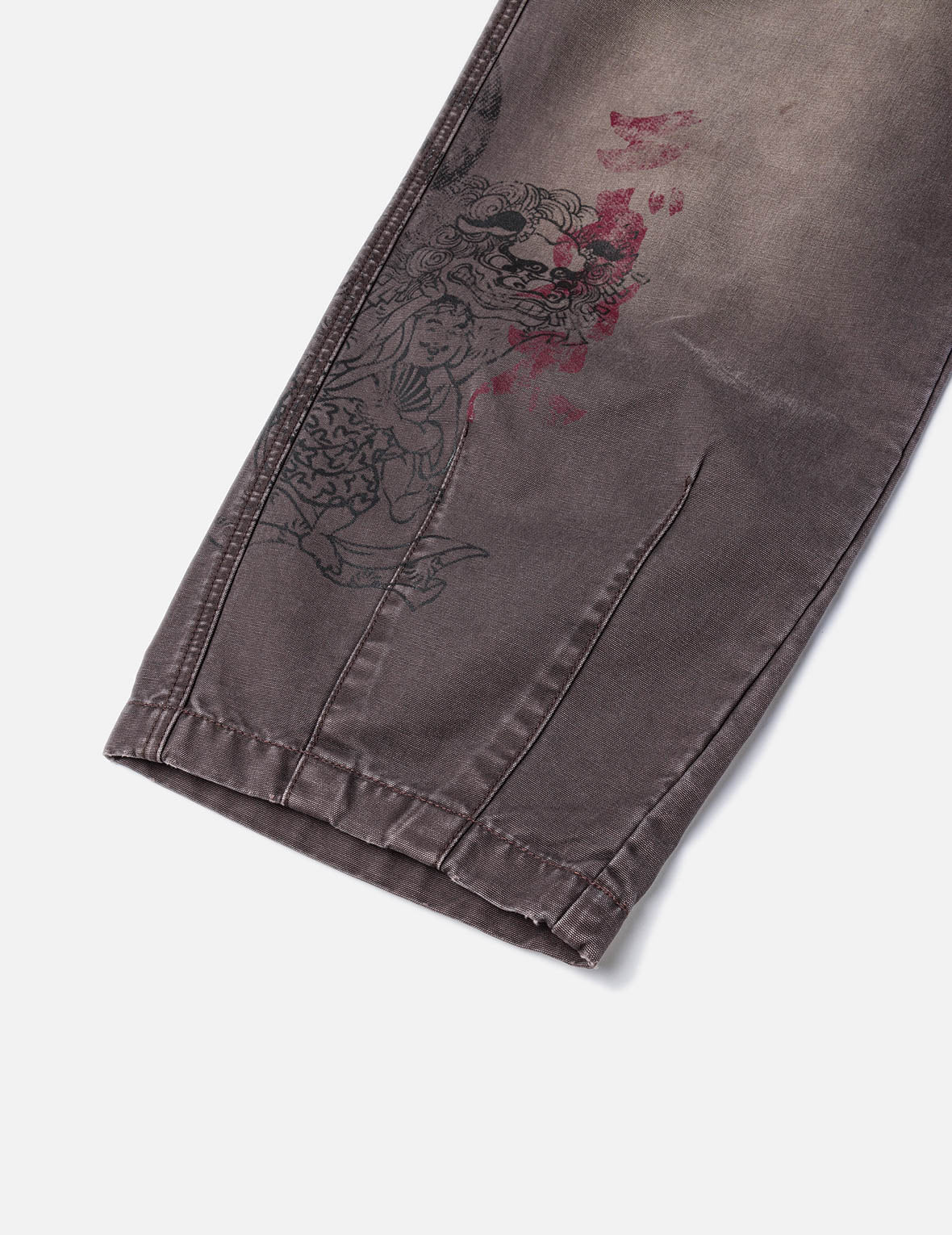 Multi Logos Print Balloon Fit Washed Woven Pants