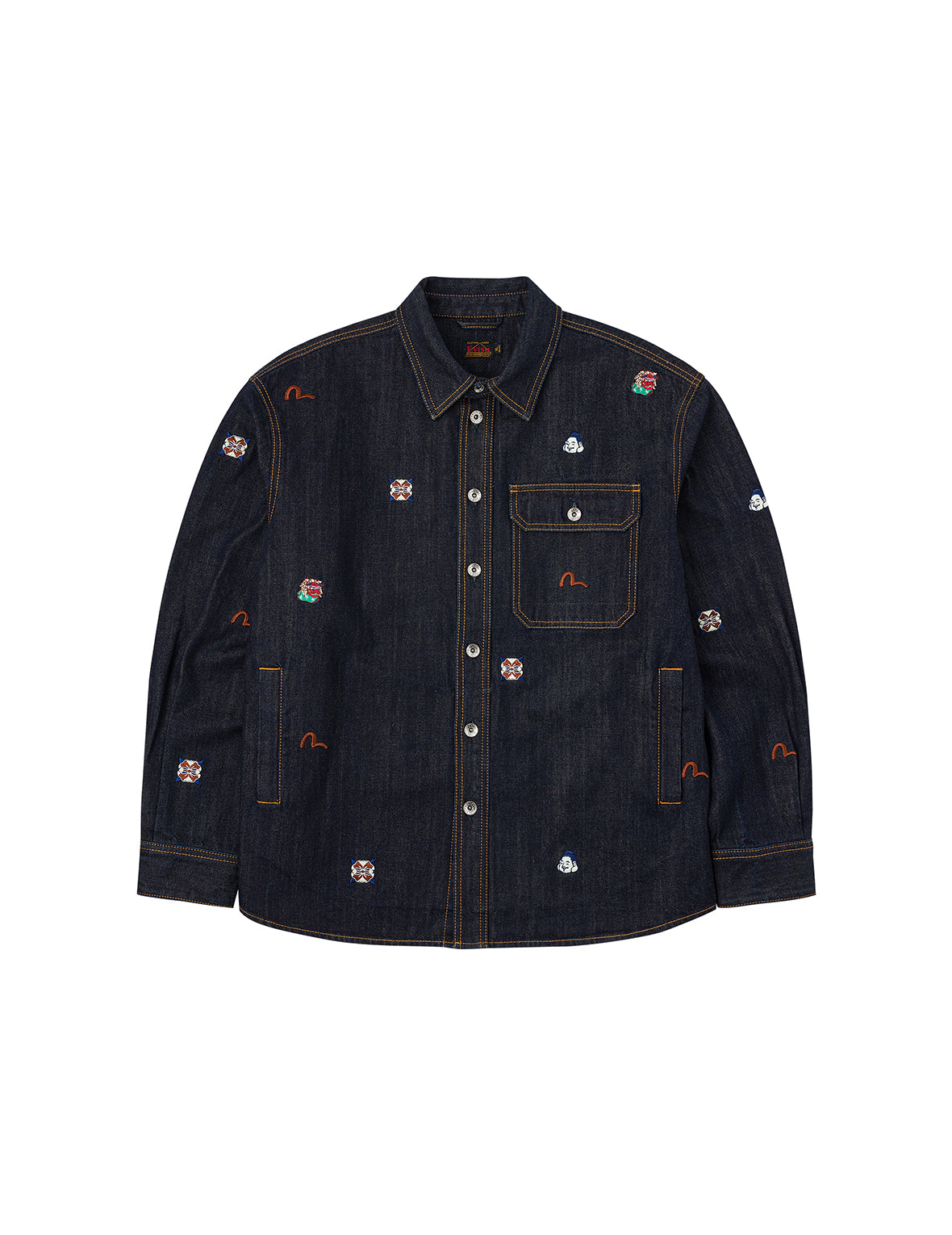 Allover Embroidery Regular Fit Denim Shirt Jacket
