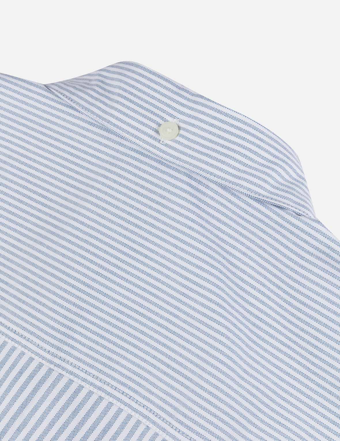 Deconstructed Seagull Embroidery Relax Fit Striped Shirt