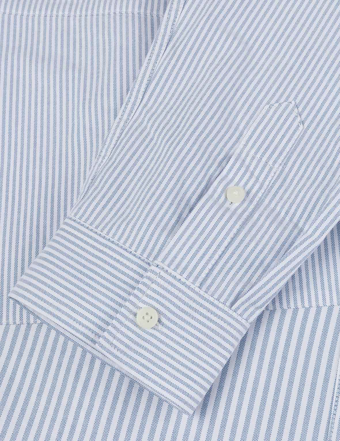 Deconstructed Seagull Embroidery Relax Fit Striped Shirt
