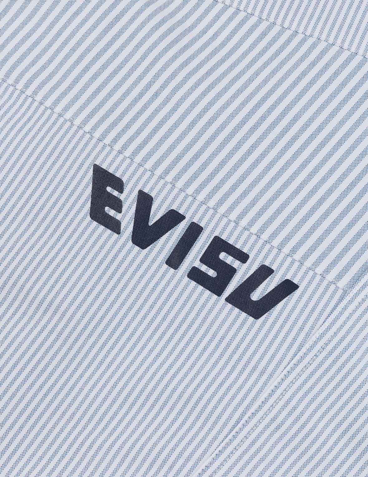 Deconstructed Seagull Embroidery Relax Fit Striped Shirt