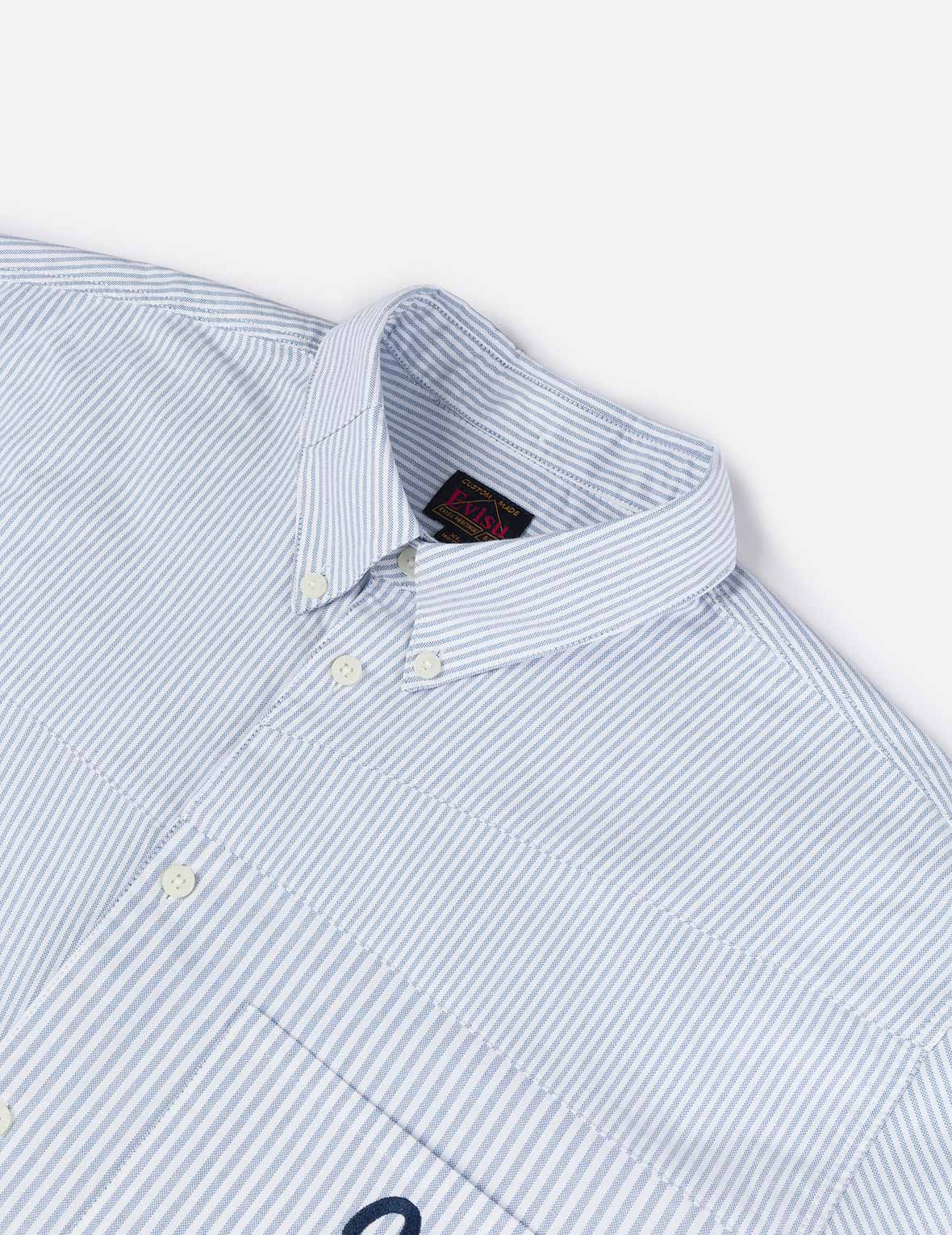 Deconstructed Seagull Embroidery Relax Fit Striped Shirt