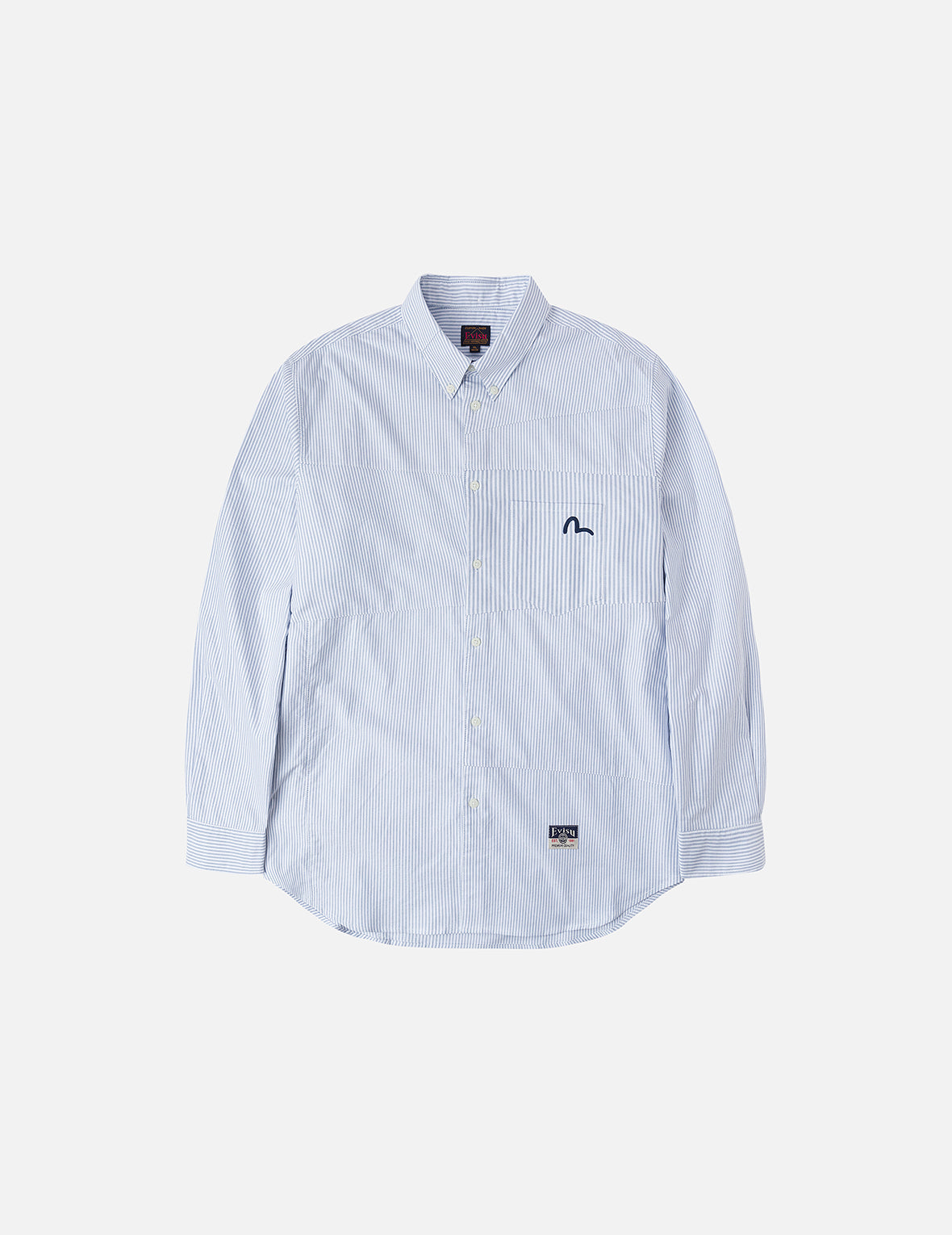 Deconstructed Seagull Embroidery Relax Fit Striped Shirt
