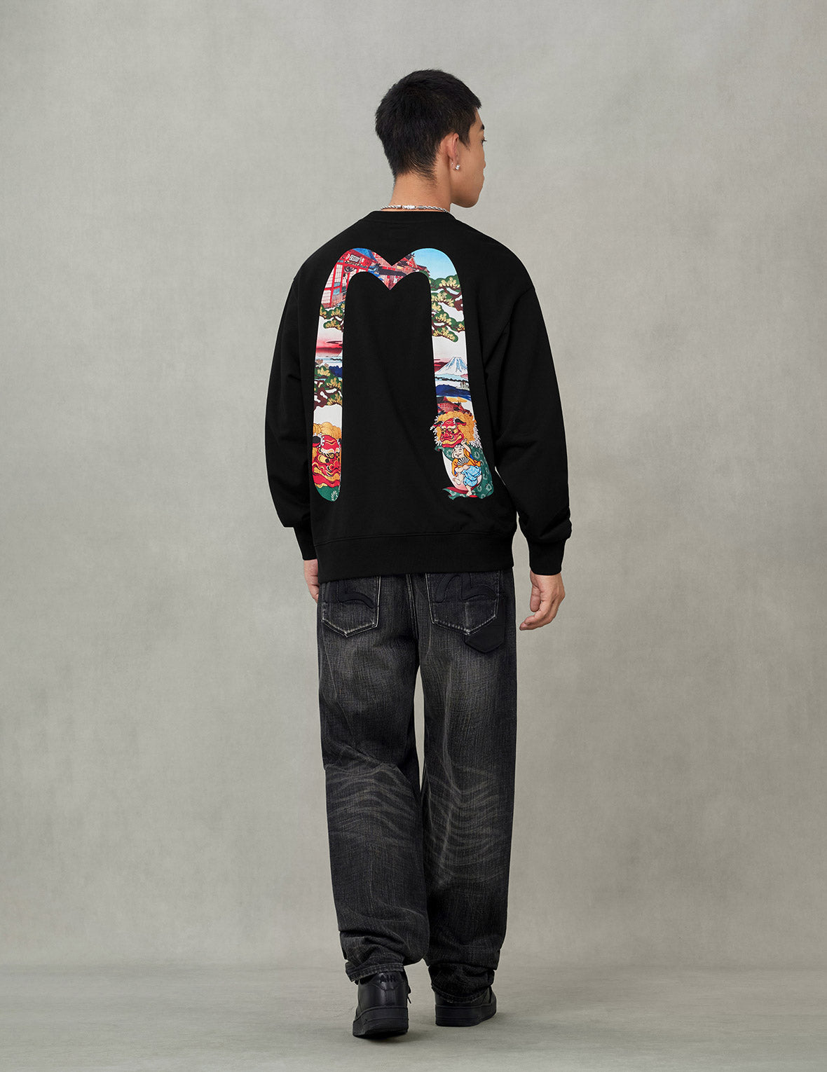 佛頭舞獅大M印花寬版衛衣