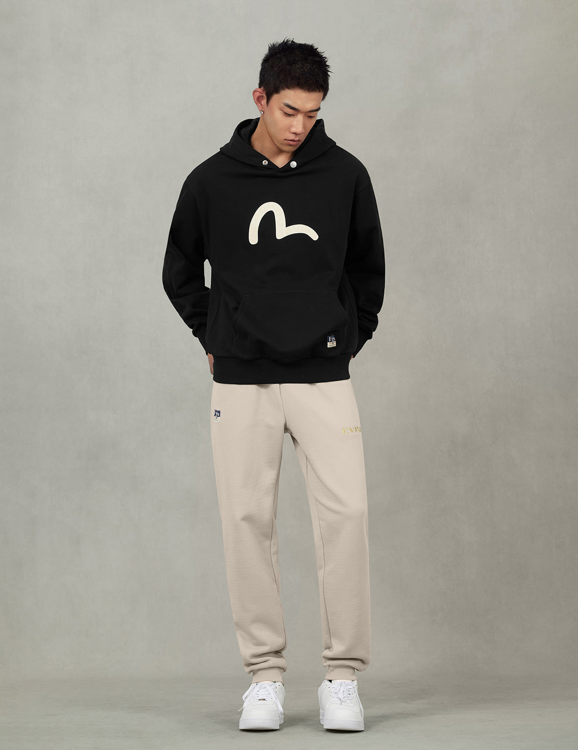 海鷗印花寬版休閒連帽衛衣