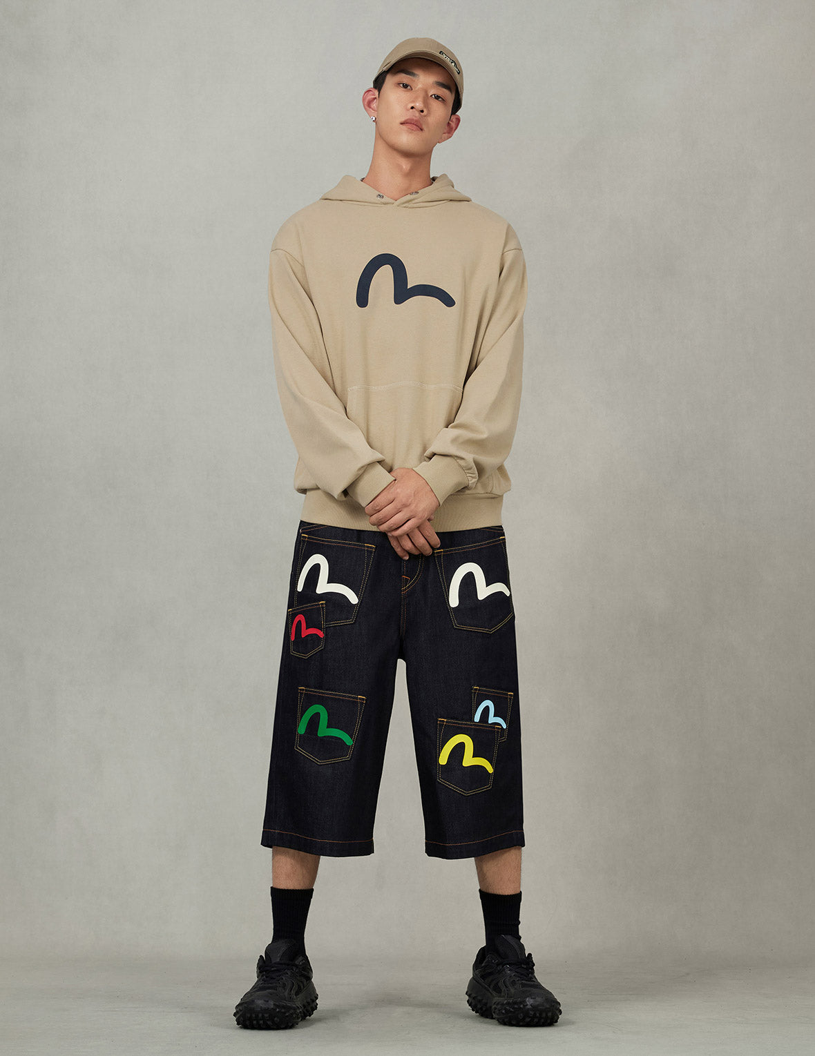 海鷗印花寬版休閒連帽衛衣