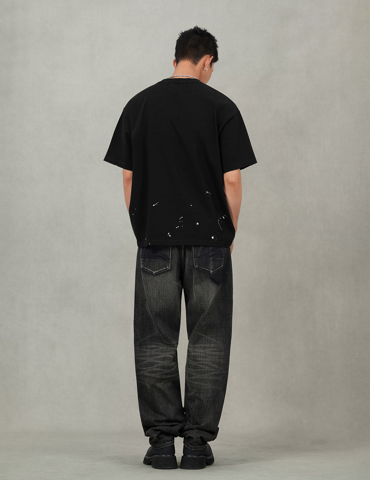 塗鴉風格海鷗與商標印花寬版休閒T恤