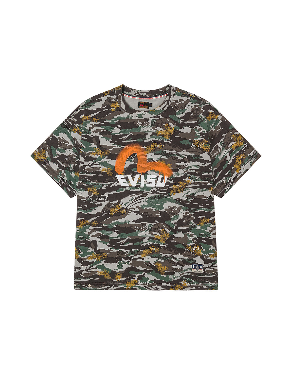 塗鴉風格海鷗與商標印花寬版休閒T恤