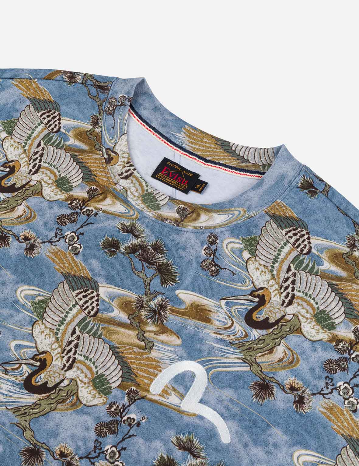 Allover Crane Print Relax Fit T-shirt