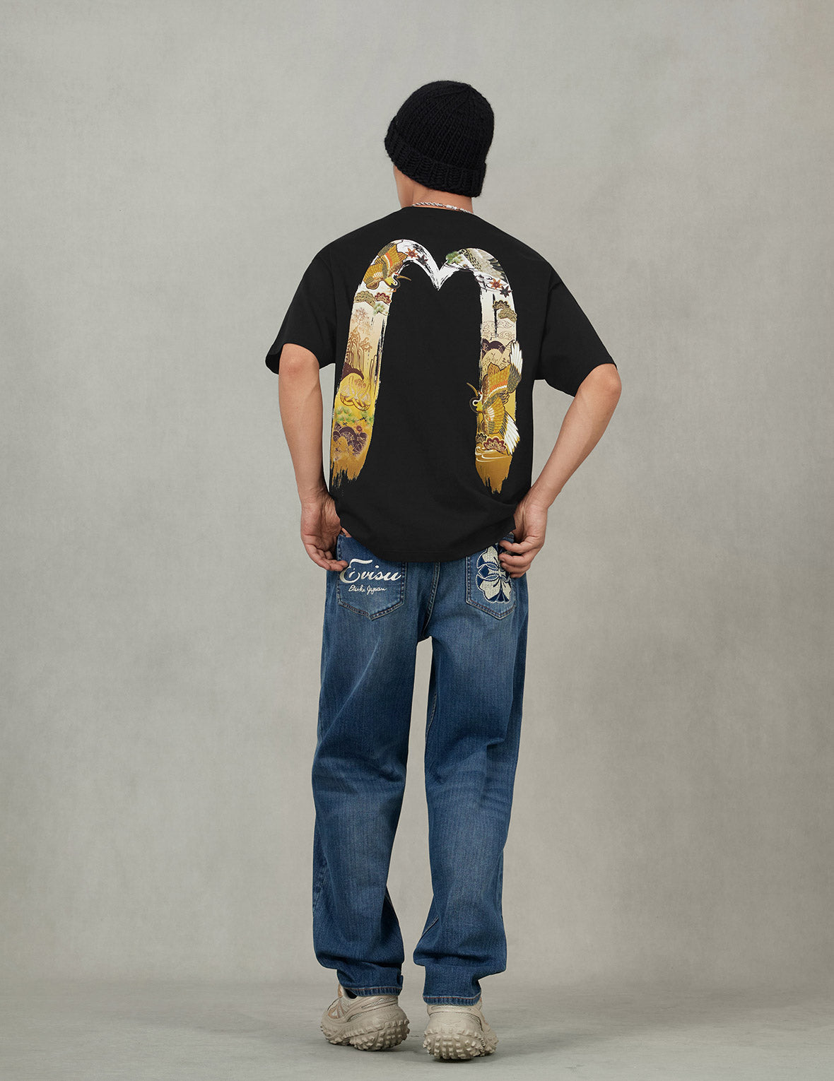 Logo and Crane Soaring Daicock Print Relax Fit T-shirt