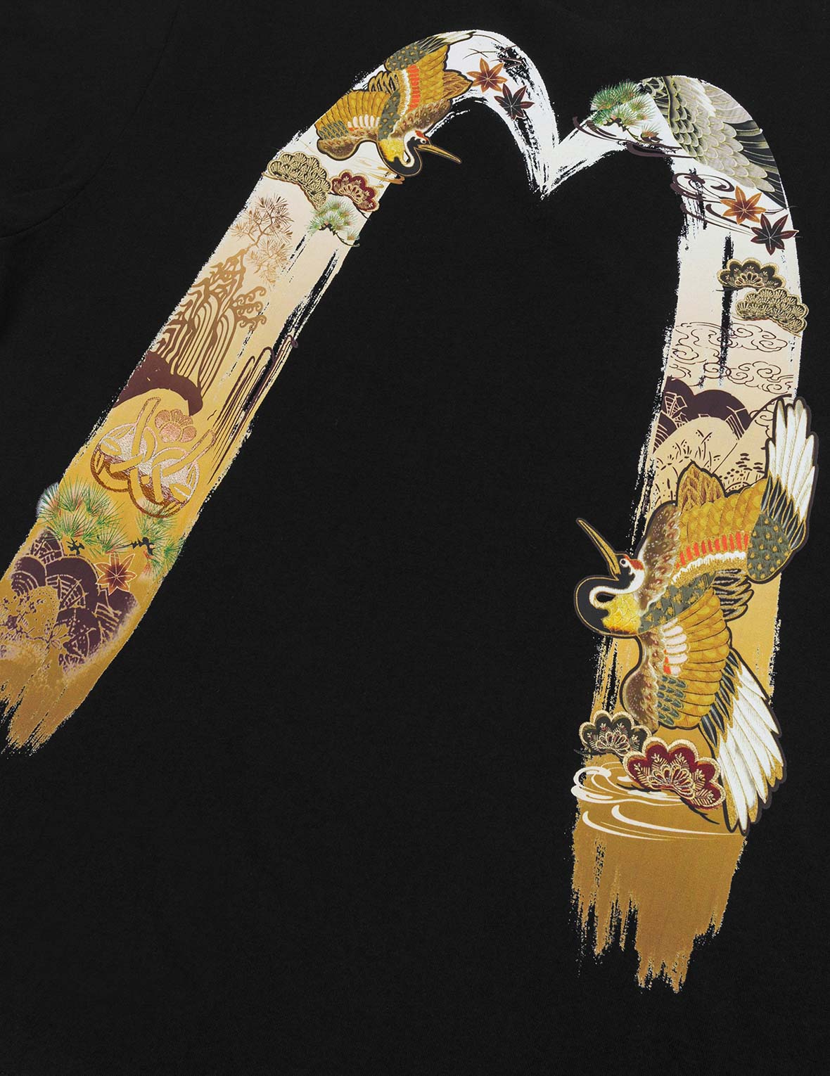 Logo and Crane Soaring Daicock Print Relax Fit T-shirt