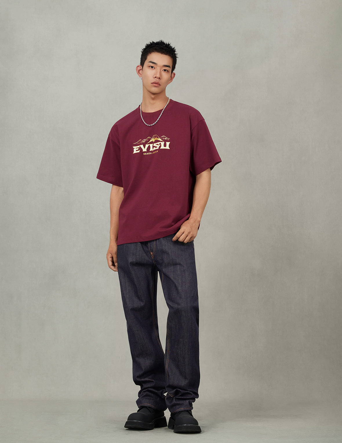 Logo and Crane Soaring Daicock Print Relax Fit T-shirt