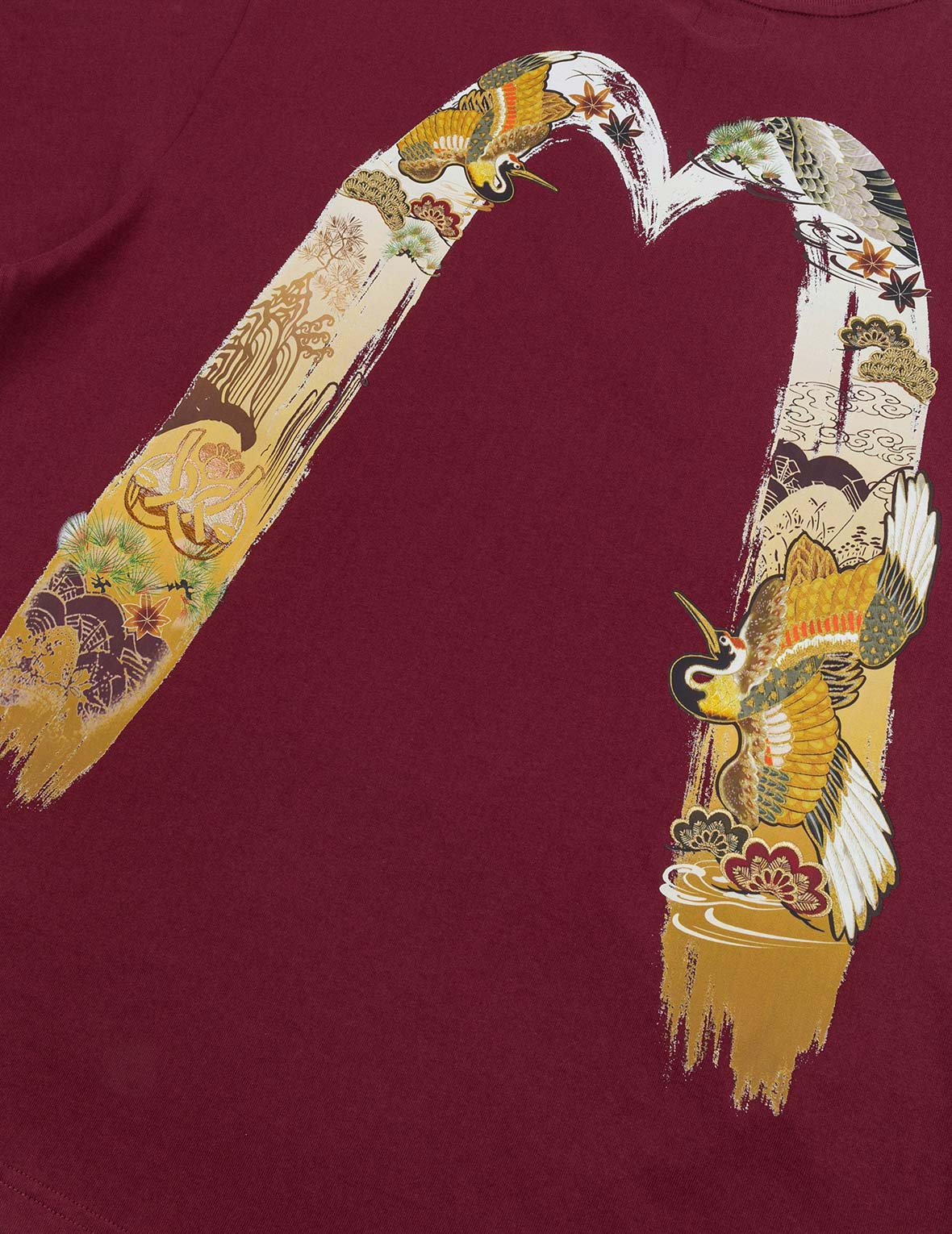 Logo and Crane Soaring Daicock Print Relax Fit T-shirt