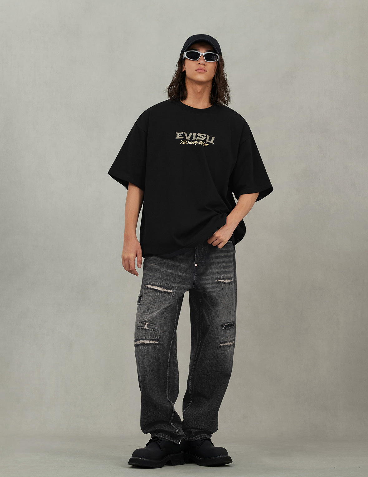 Crane and Logo Print Loose Fit T-shirt