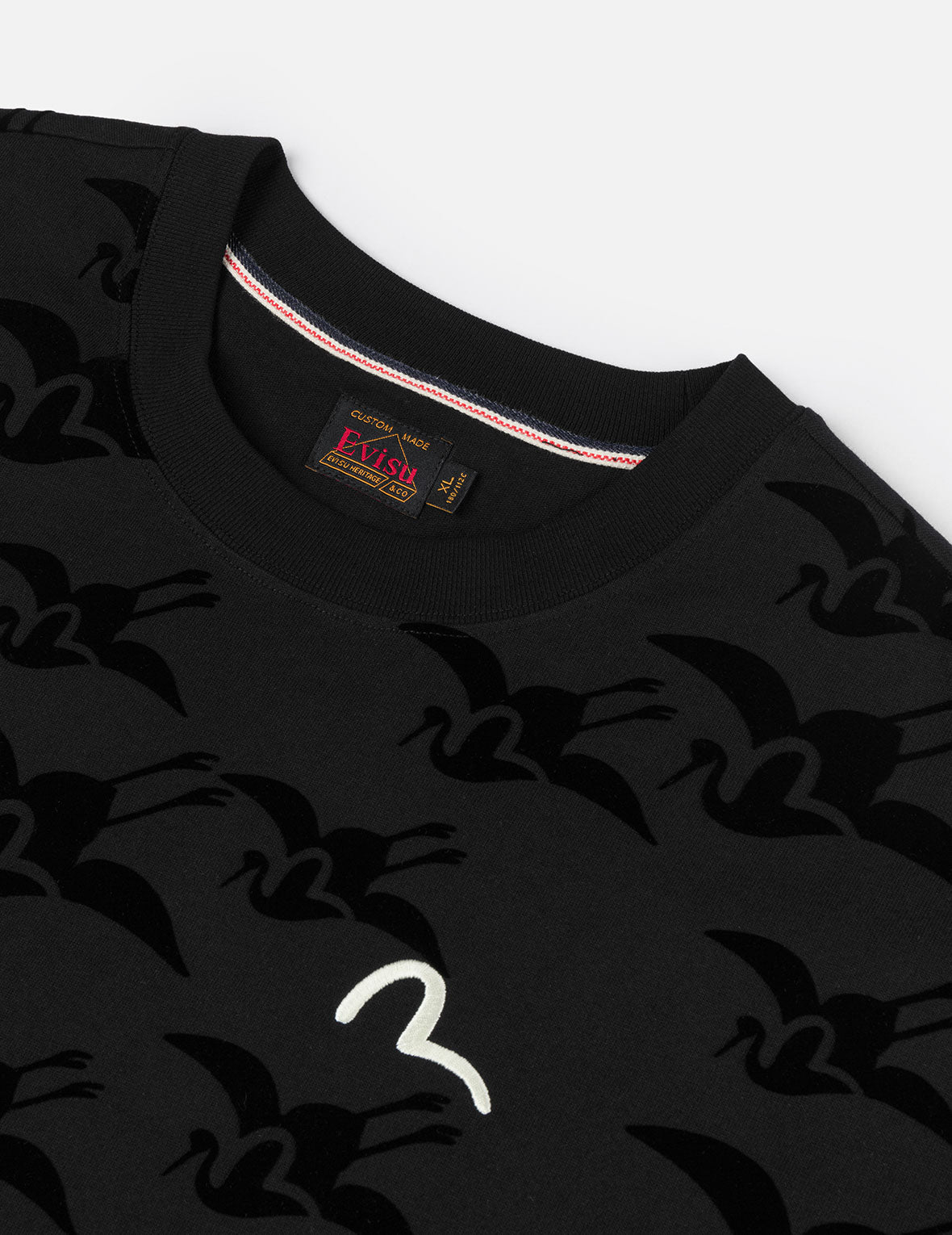 Allover Seagull Crane Flocking Print Relax Fit T-shirt