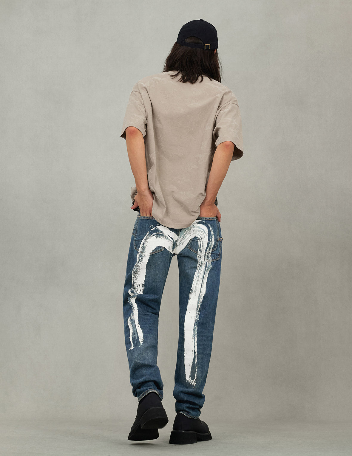 Allover Seagull Crane Flocking Print Relax Fit T-shirt