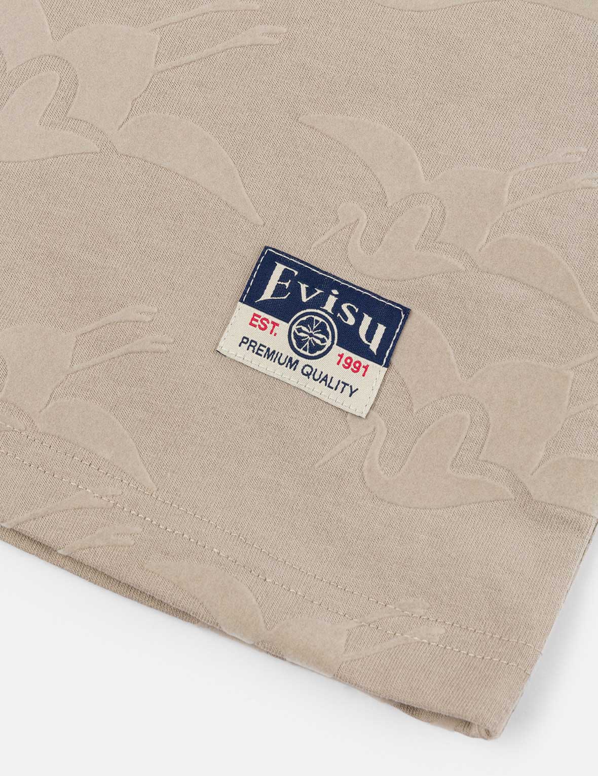 Allover Seagull Crane Flocking Print Relax Fit T-shirt