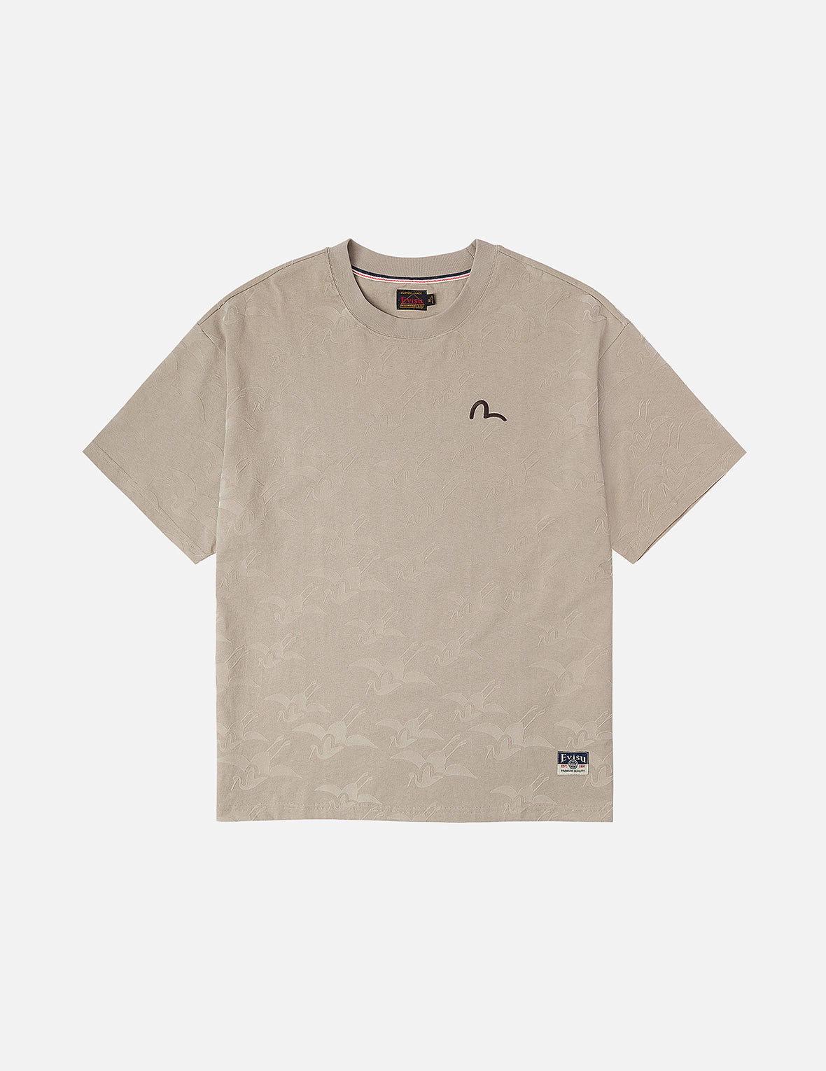 Allover Seagull Crane Flocking Print Relax Fit T-shirt